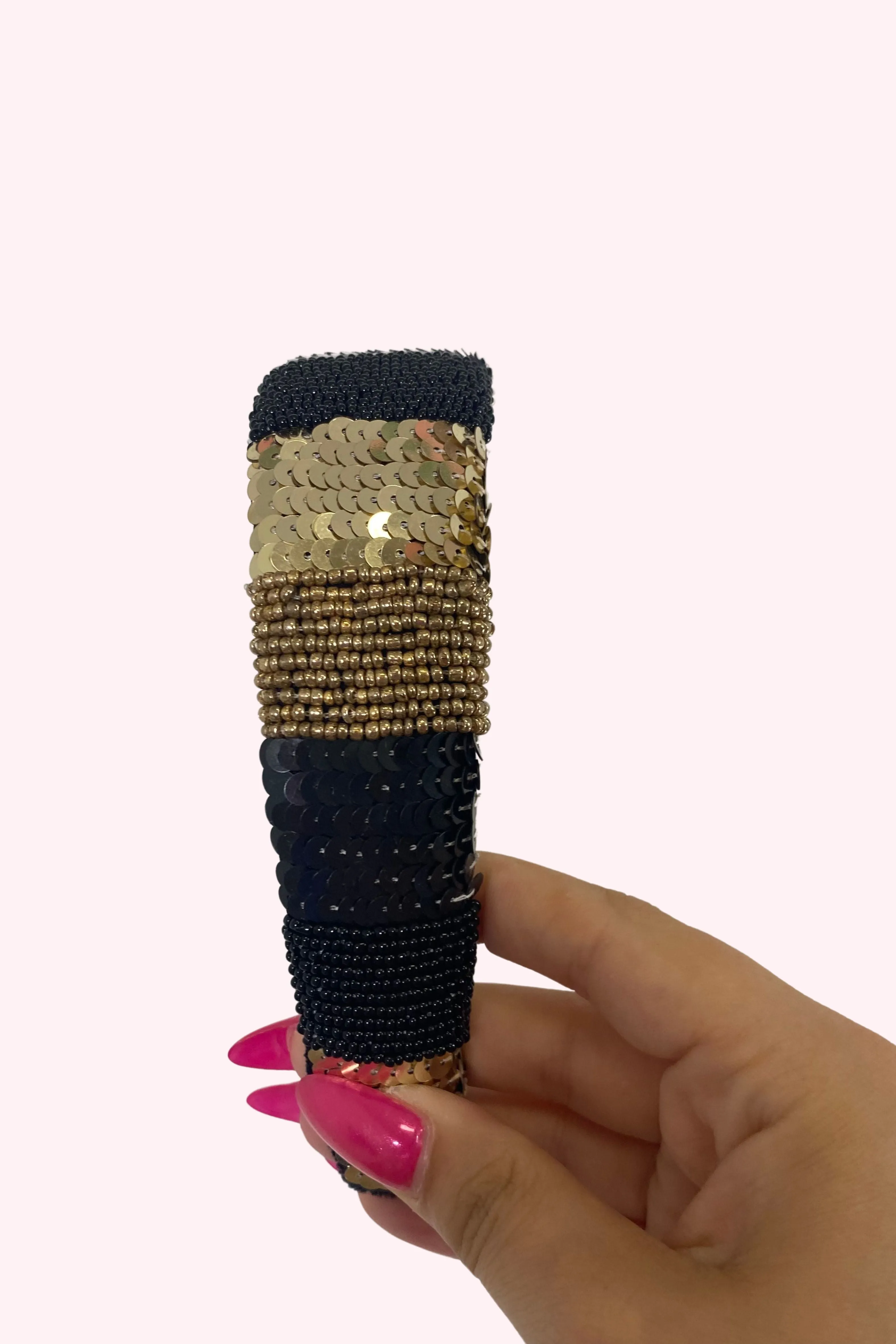 Golden Lily: Solid Black and Gold Colorblock Headband
