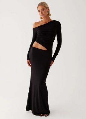 Good Vibrations Maxi Dress - Black Linen Chic Stylish Cut