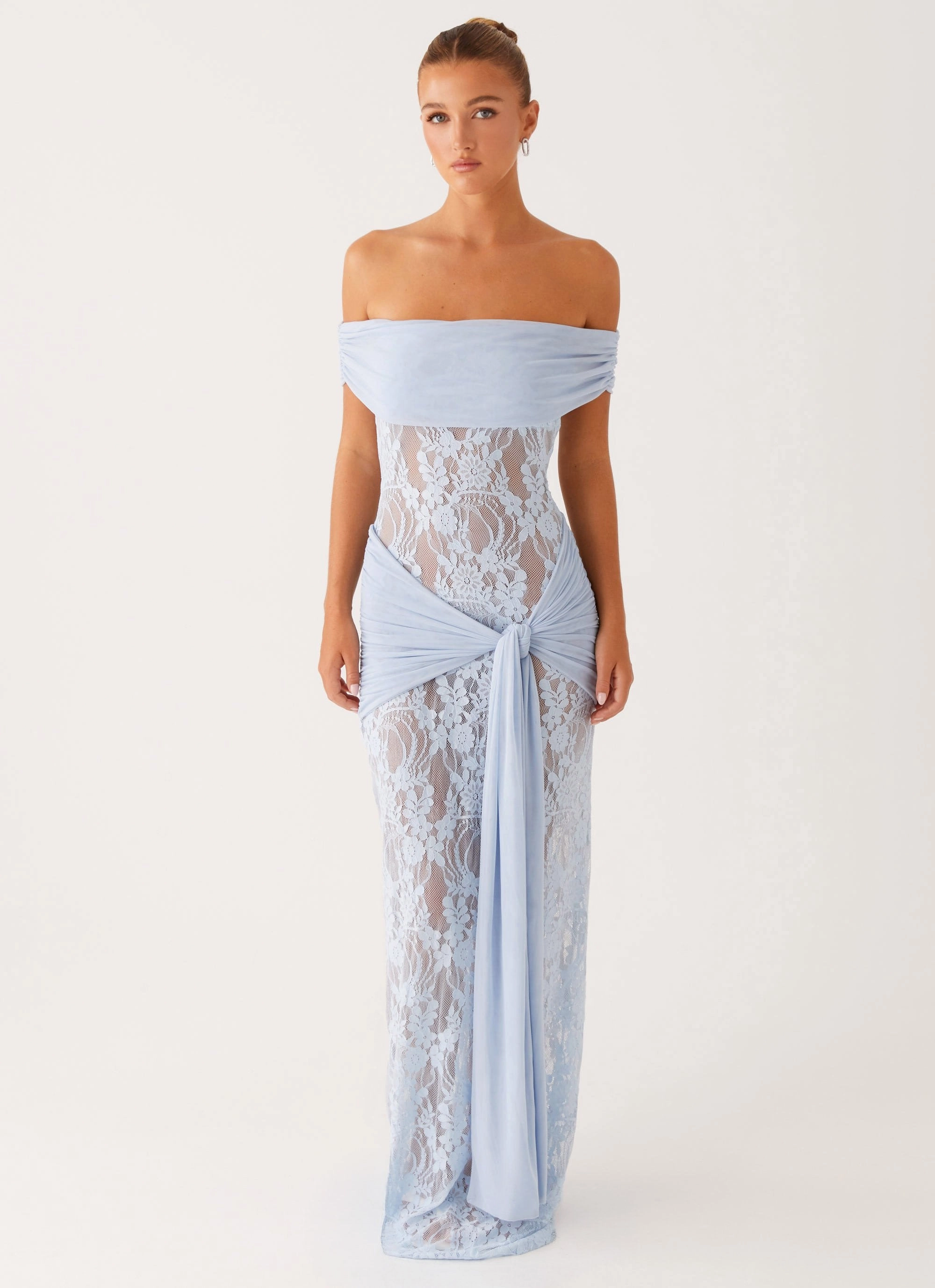Polished Details Feather Light Gracie Twist Maxi Dress - Blue