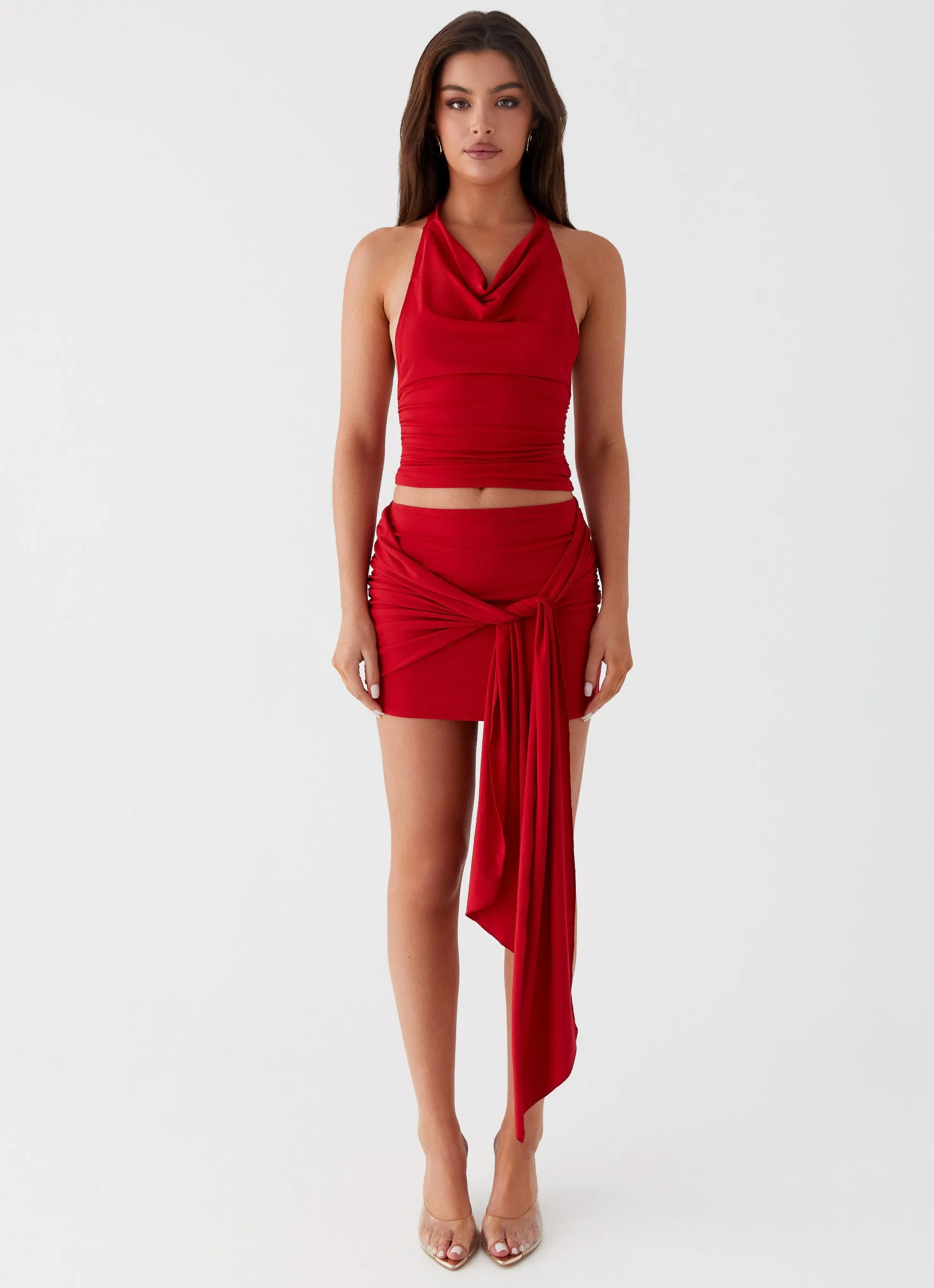 Brushed Inner Layer HighDurabilityWeave Grazie Lou Top - Red