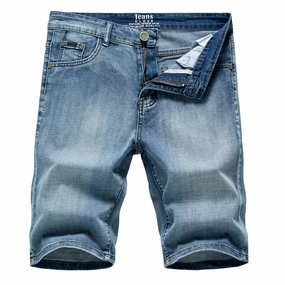 West Louis? Thin Section Fashion Slim Business Jeans Shorts Sleek Waistband Roll Up Cuff Design