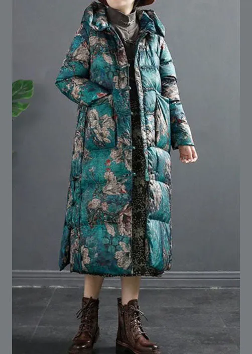 Green side open Duck Down Down Coat Winter