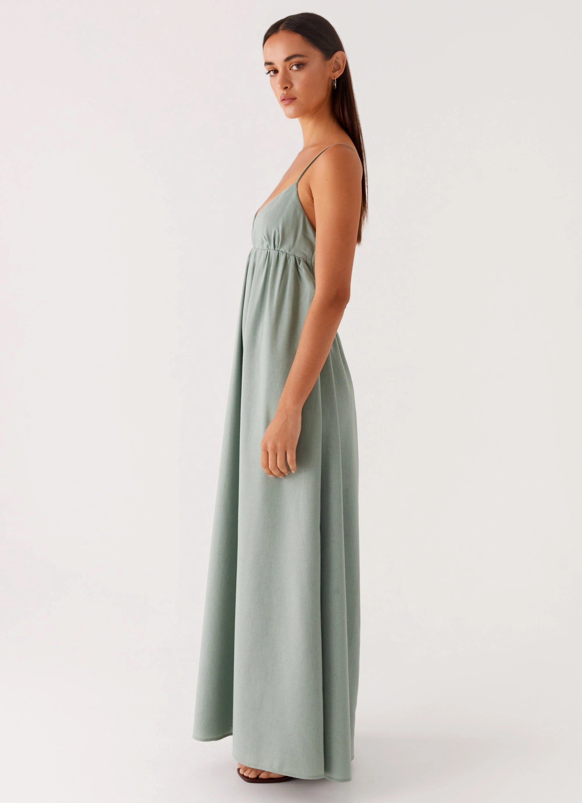 Classic Waistband Fall Comfort Greer Maxi Dress - Sage
