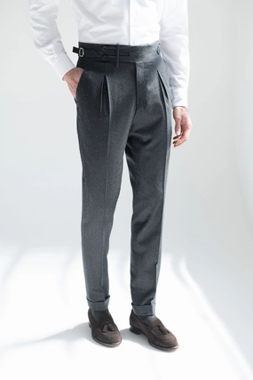 Quick Movement Wear Gusseted Crotch Grey flannel Limited Edition trousers - Made in Italy
