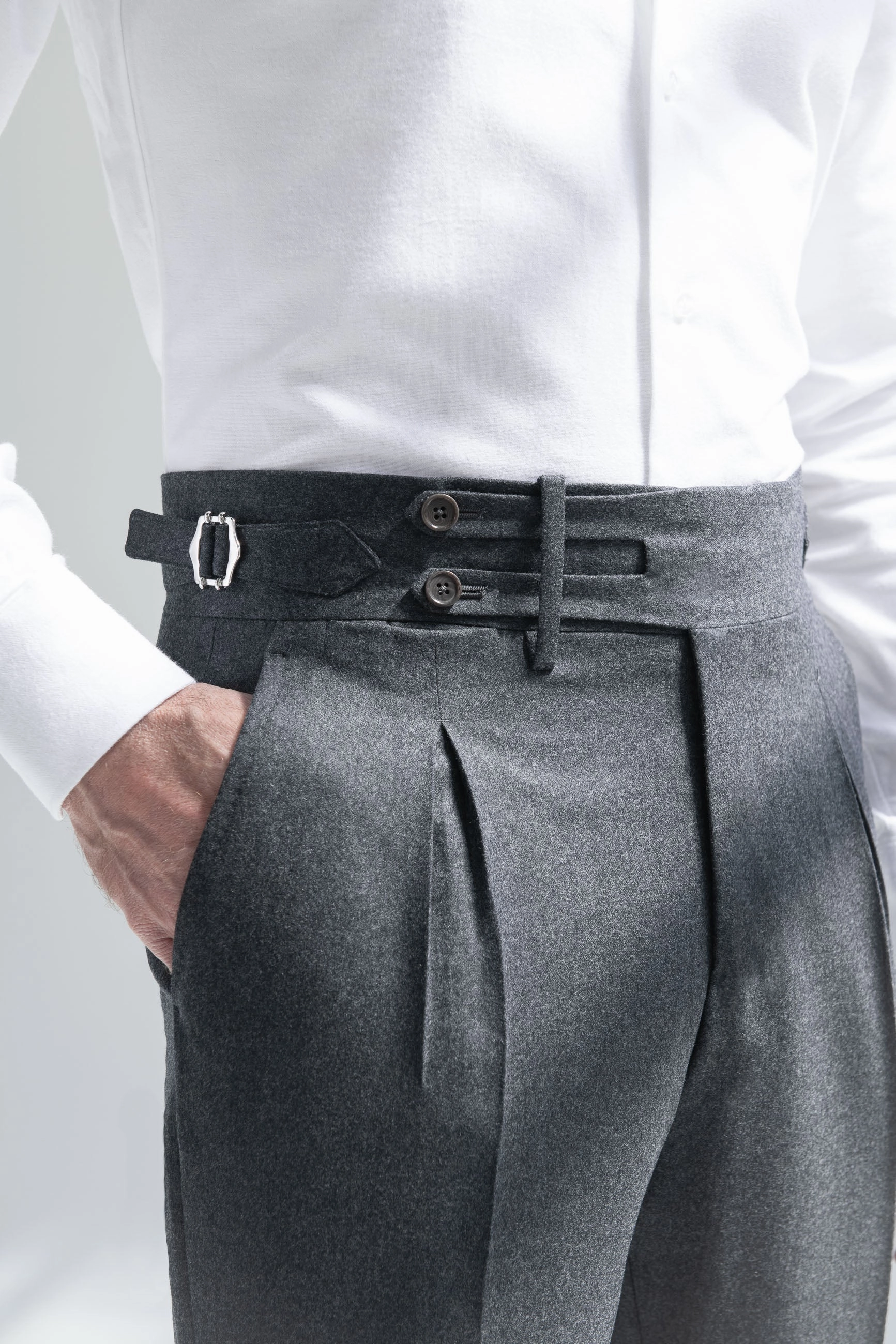 Grey flannel Limited Edition trousers - Made in Italy Basic Look