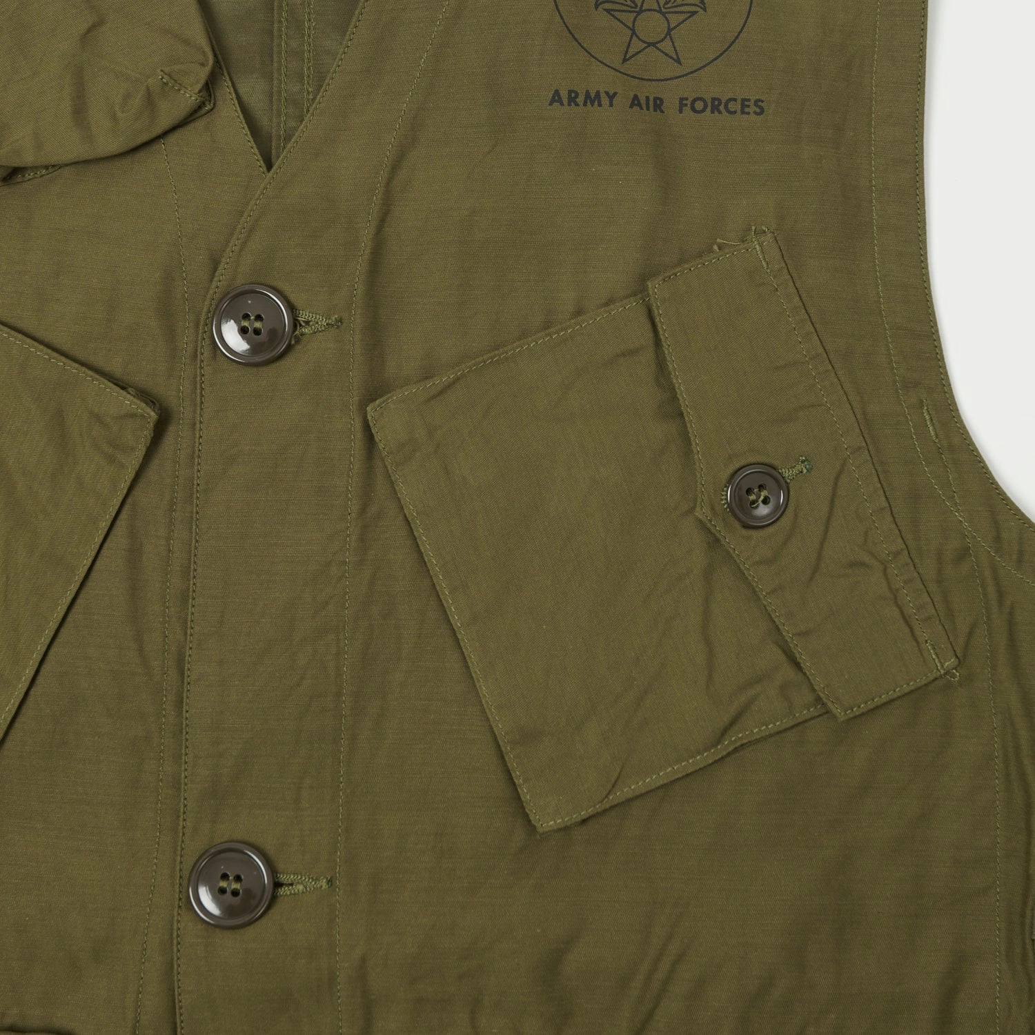Durable zipper pull Buzz Rickson's U.S. Army C-1 Civilian Vest - Olive