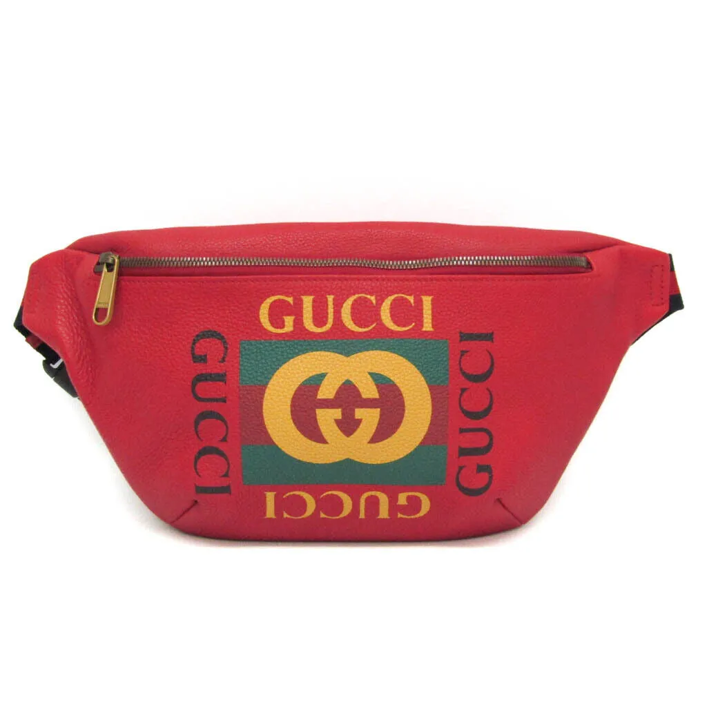 Gucci Logo Print Women Men Leather Fanny