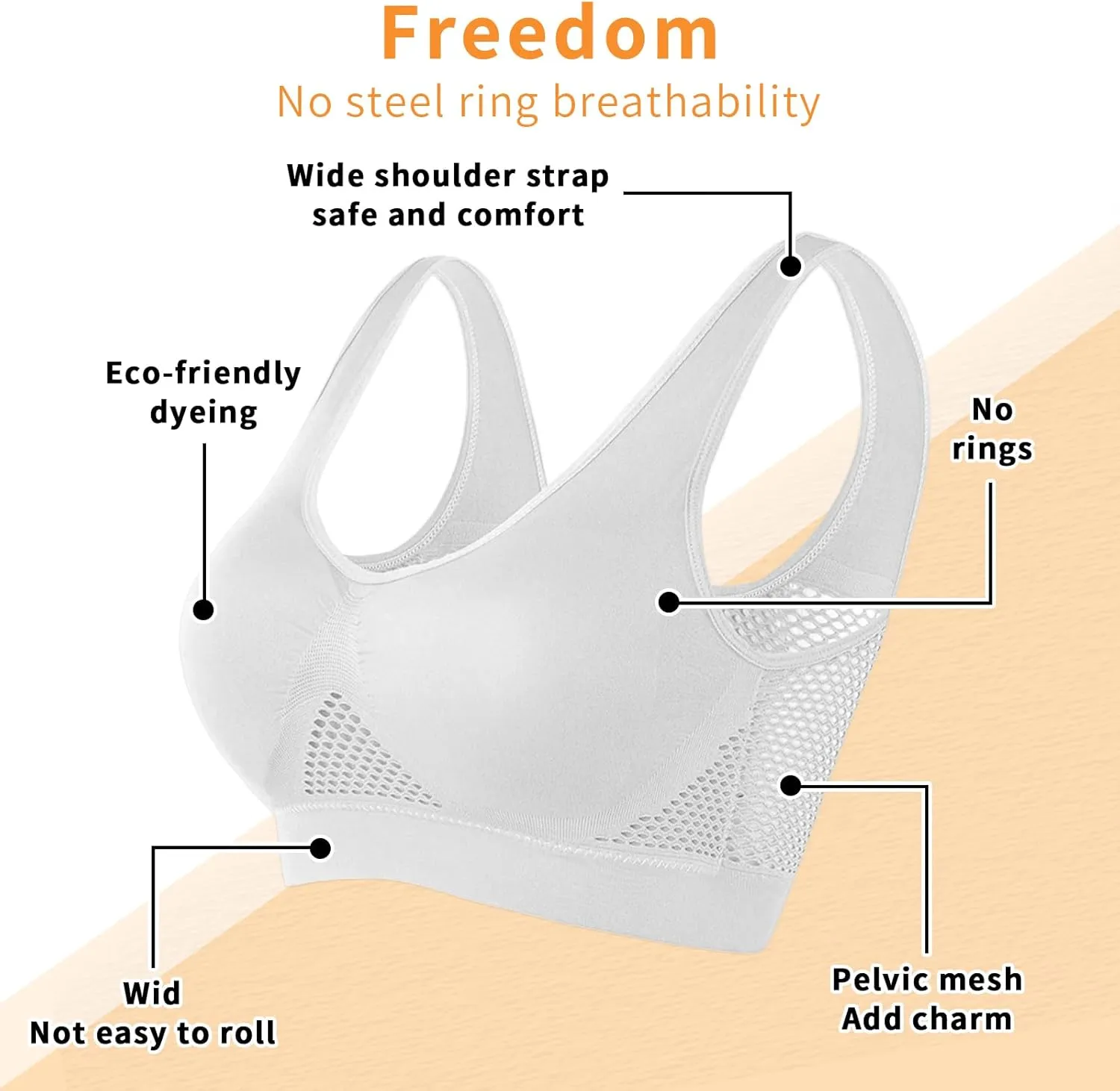 GYQMBT Breathable Cool Liftup Air Bras,2024 New Breathable Sports Bras for Women Plus SizeComfortable Sports Bra