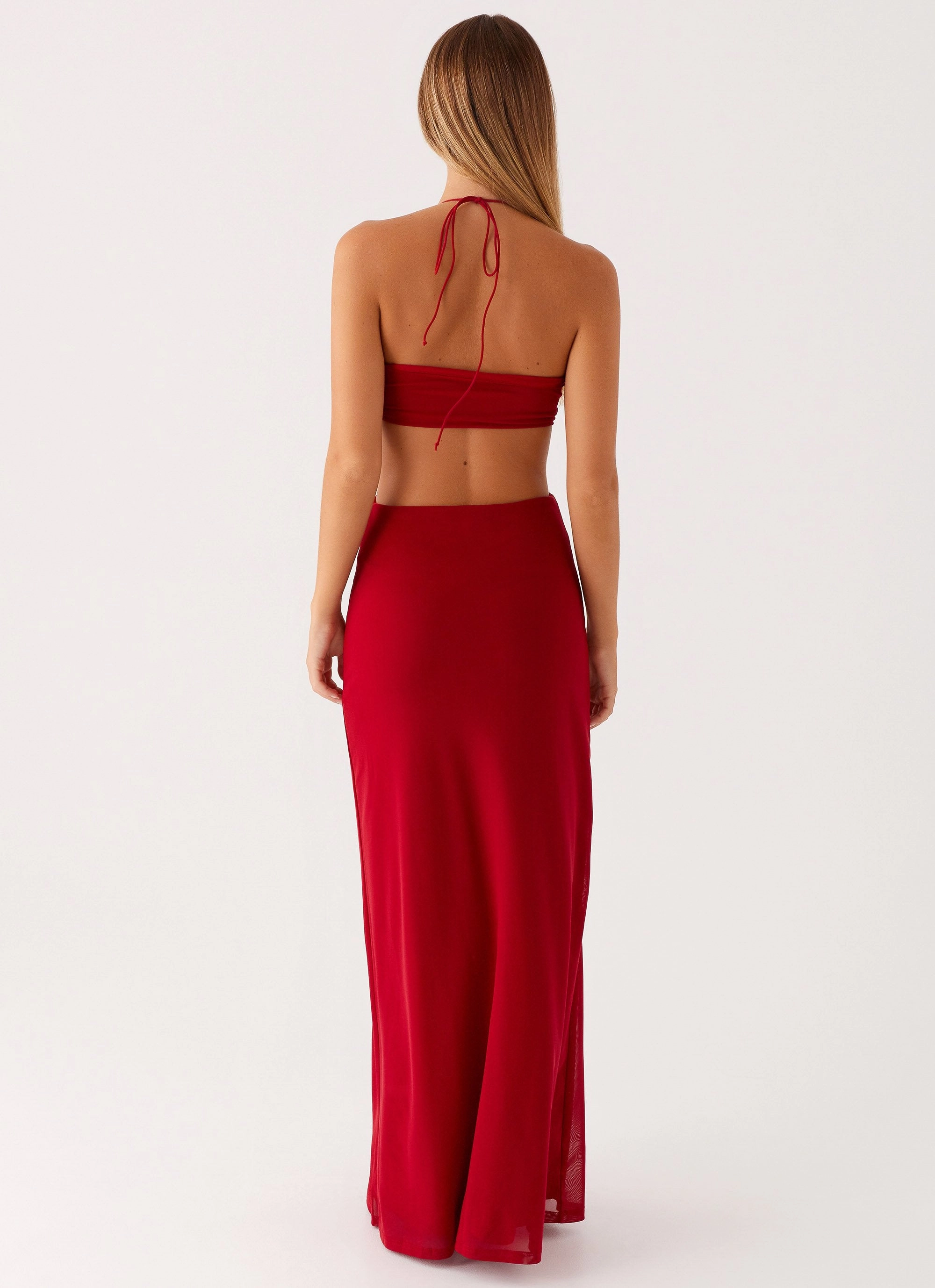 Hallie Maxi Dress - Red Crystal-Detail Versatile Edge