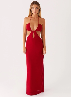 Hallie Maxi Dress - Red Shine Soft Bright Colors