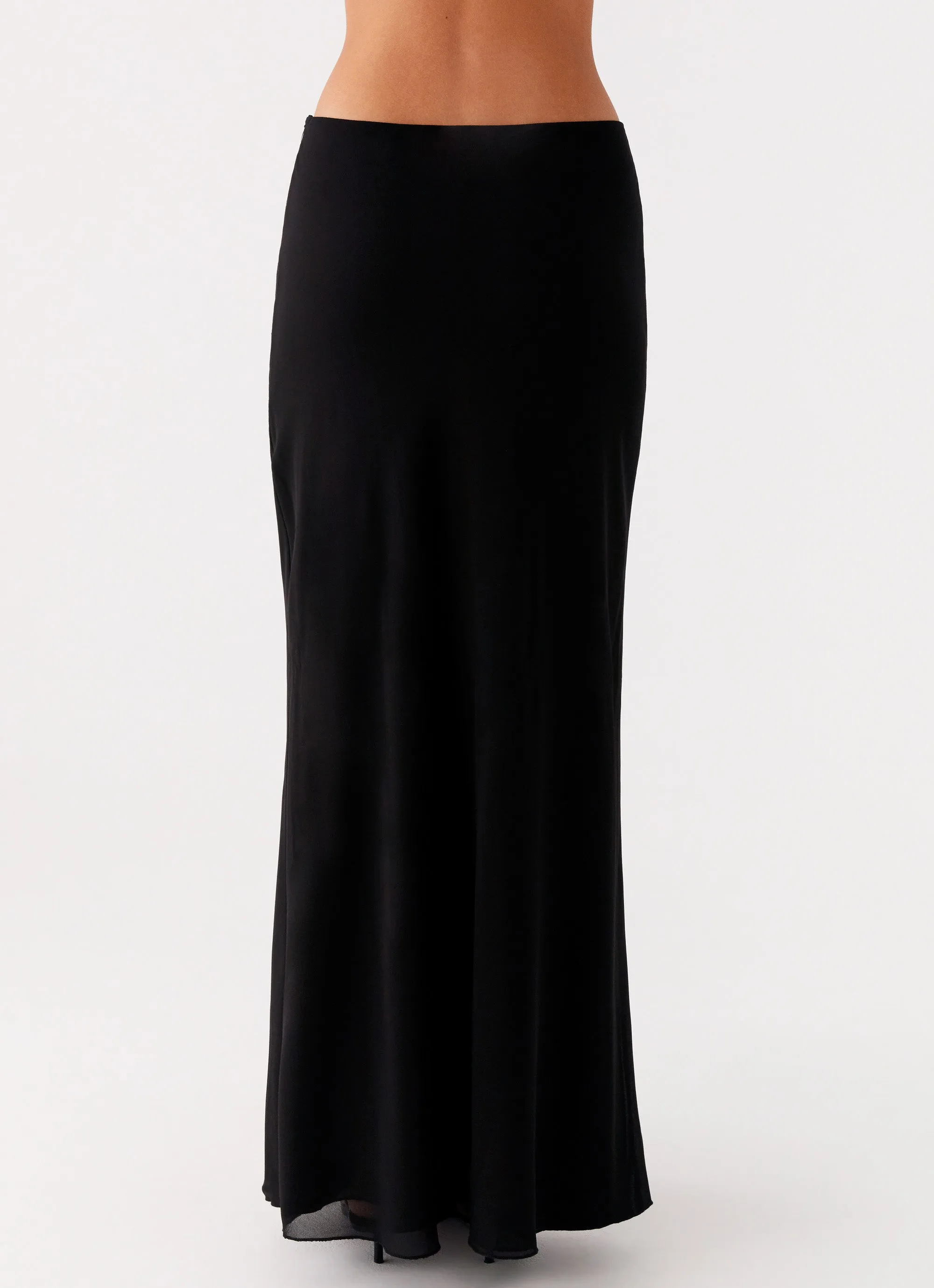 Michaella Chiffon Maxi Skirt - Black Evening Outing