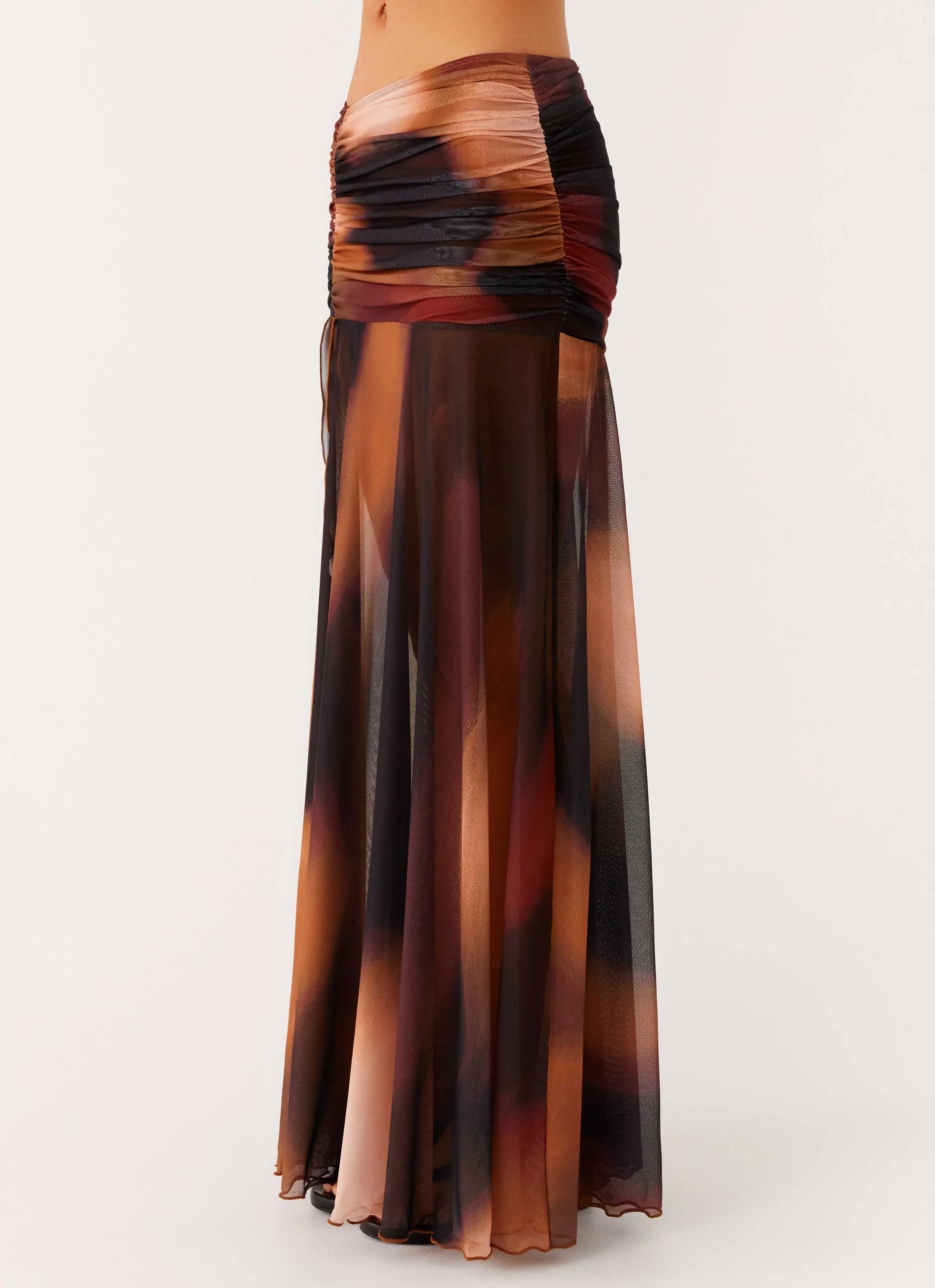 Fresh Look Geometric Print Stargazer Mesh Maxi Skirt - Black Gradient