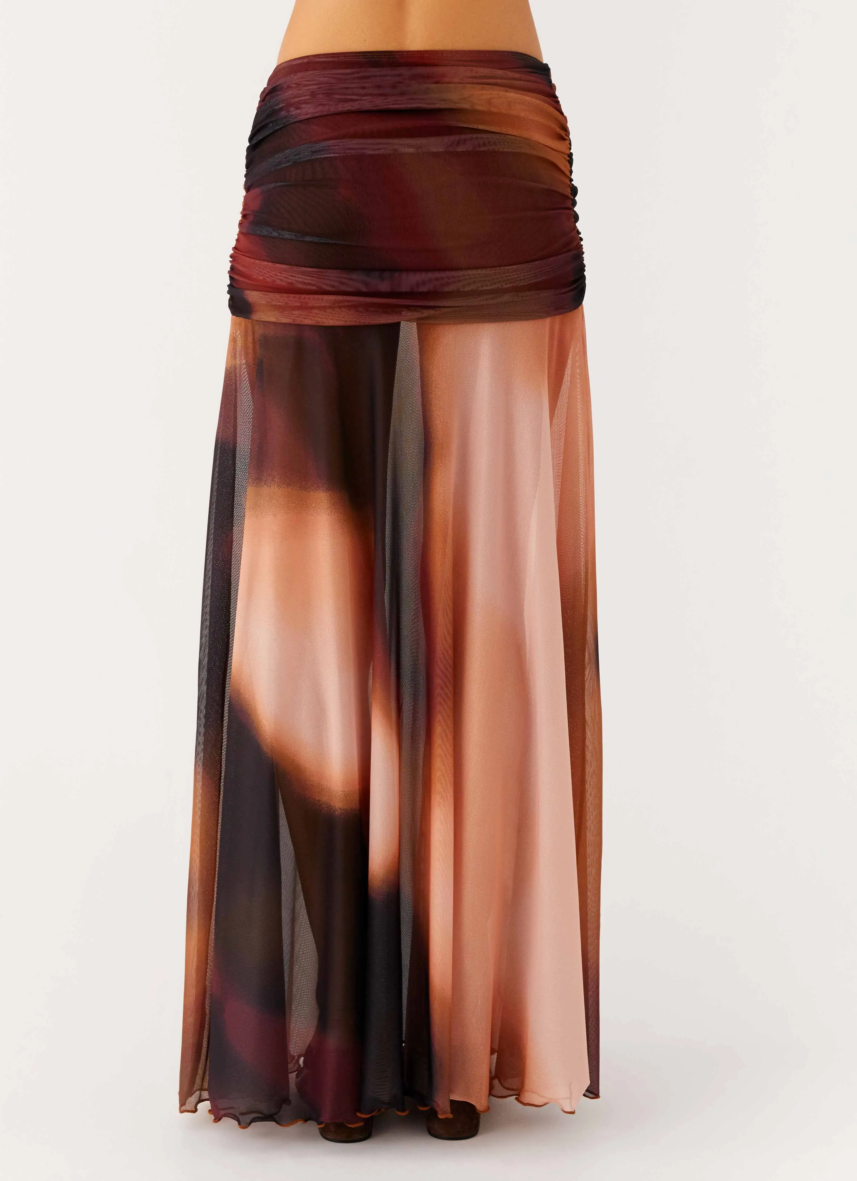 Stargazer Mesh Maxi Skirt - Black Gradient Breathable
