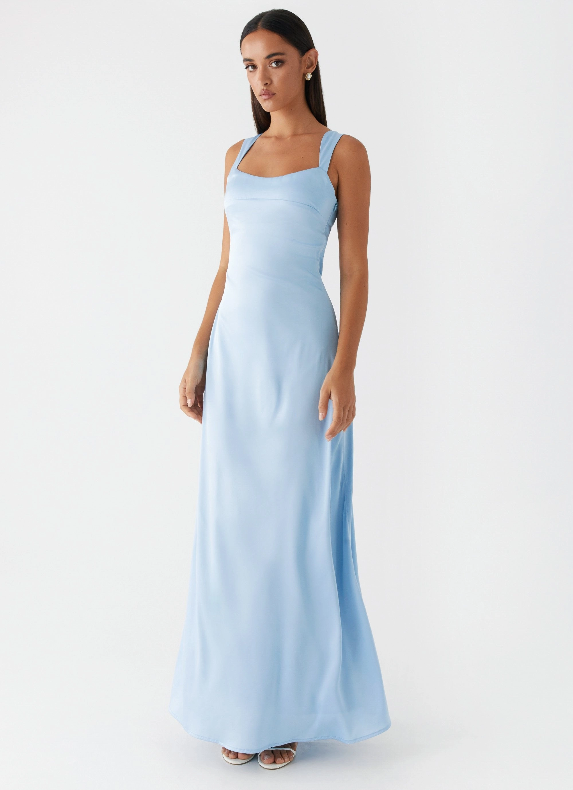 Date Nightwear Odette Satin Maxi Dress - Blue