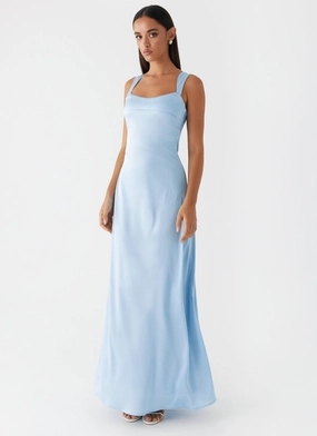Date Nightwear Odette Satin Maxi Dress - Blue