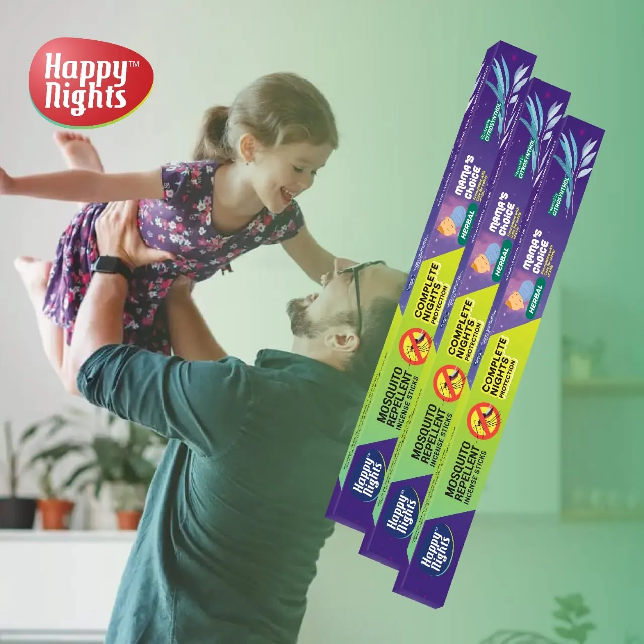Happy Nights Mosquito Repellent Incense Sticks | 1 Hour Burning Time, 8 Hours Protection from Mosquito | Mosquito/Machar Agarbati | Long 100% Herbal Mosquito Incense Sticks | Pack of 5