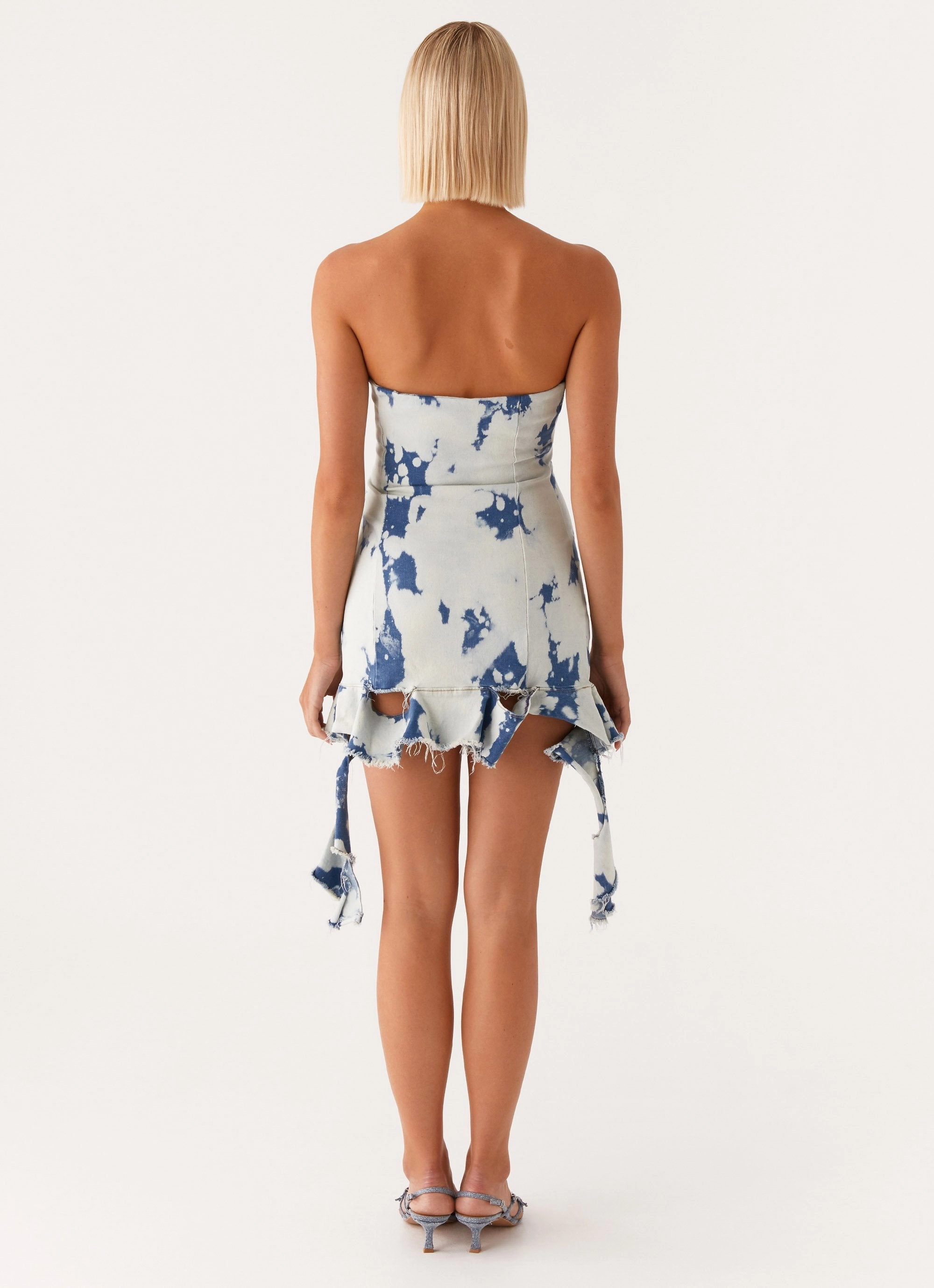 Calm Tone Hard To Handle Mini Dress - Acid Denim Wash