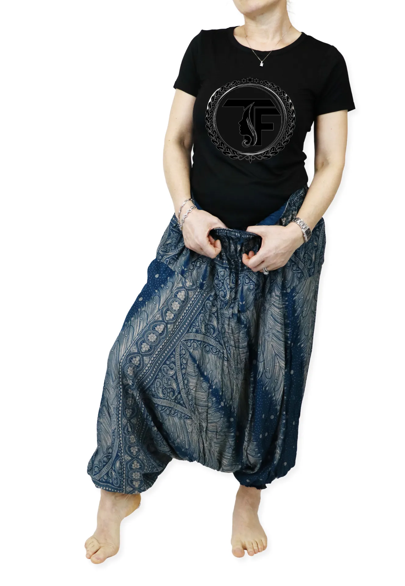 Harem Pants Unisex Peacock Yoga Pants Drop Crotch Floral Baggy Pants
