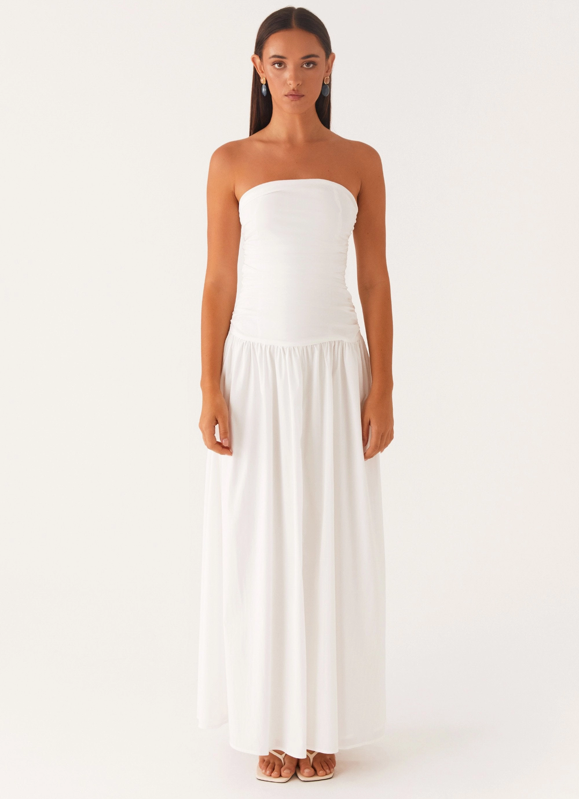 Carmel Maxi Dress - White AntiStaticMaterial Earth Colors