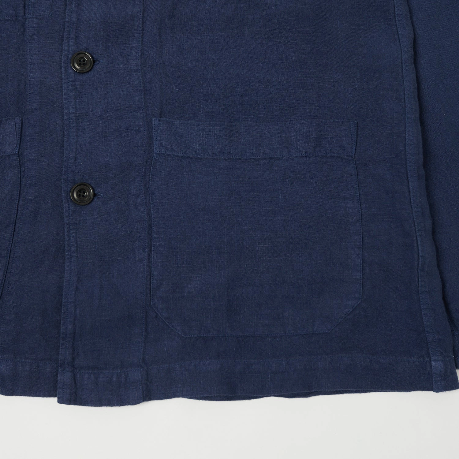 Adjustable Cuff Design Hartford 'Perry Pat' Linen Work Jacket - Indigo