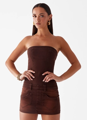 Cool Movement Quick Elegance Heading South Mini Dress - Brown