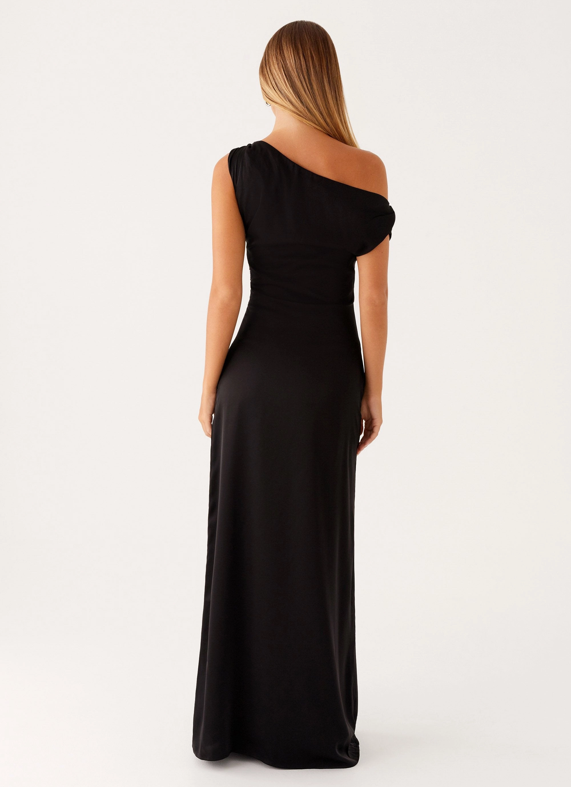 Versatile Comfort Wear Heart Of Glass Satin Maxi Dress - Black