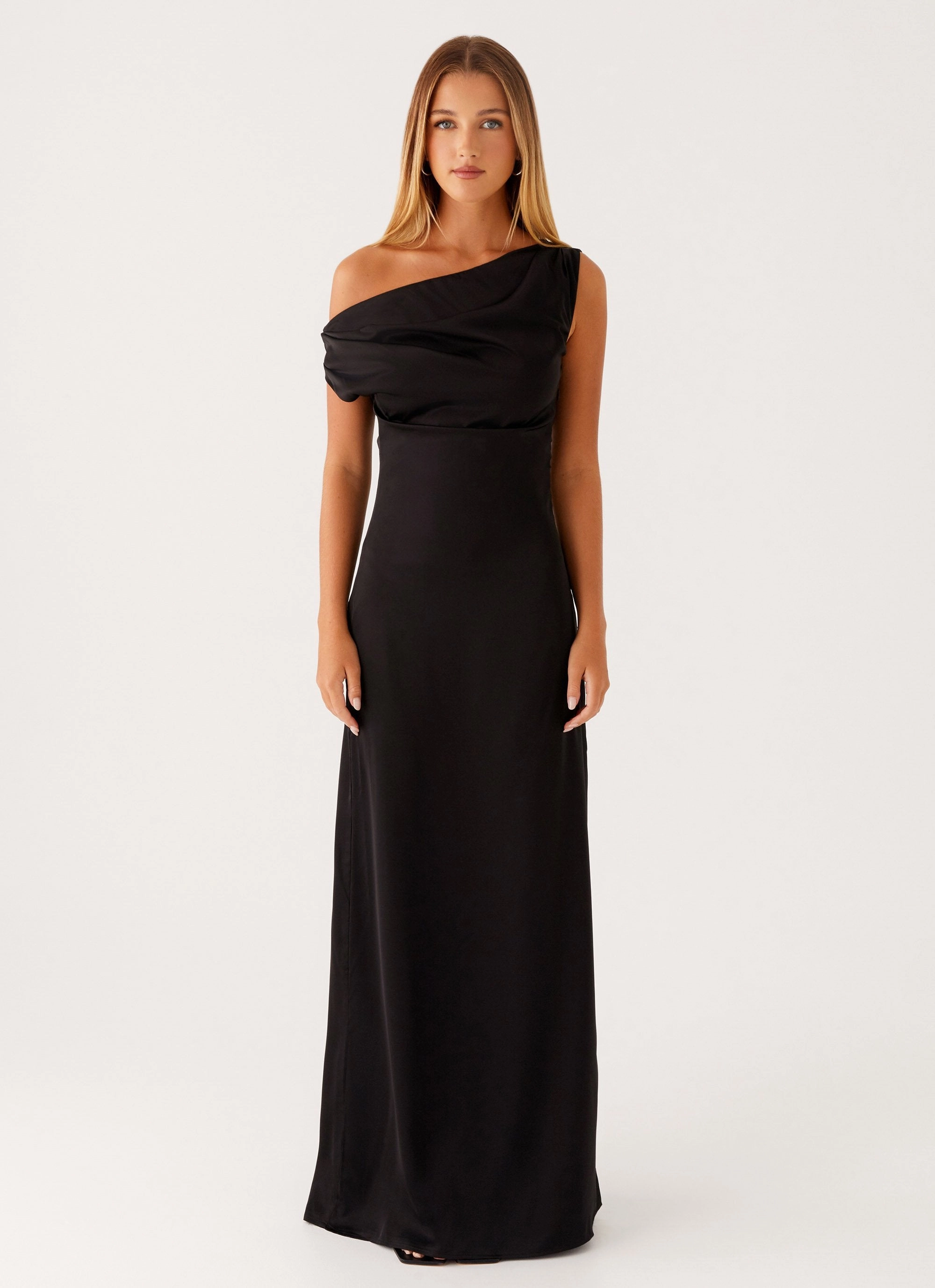 Cool Structure Seasonal piece Heart Of Glass Satin Maxi Dress - Black