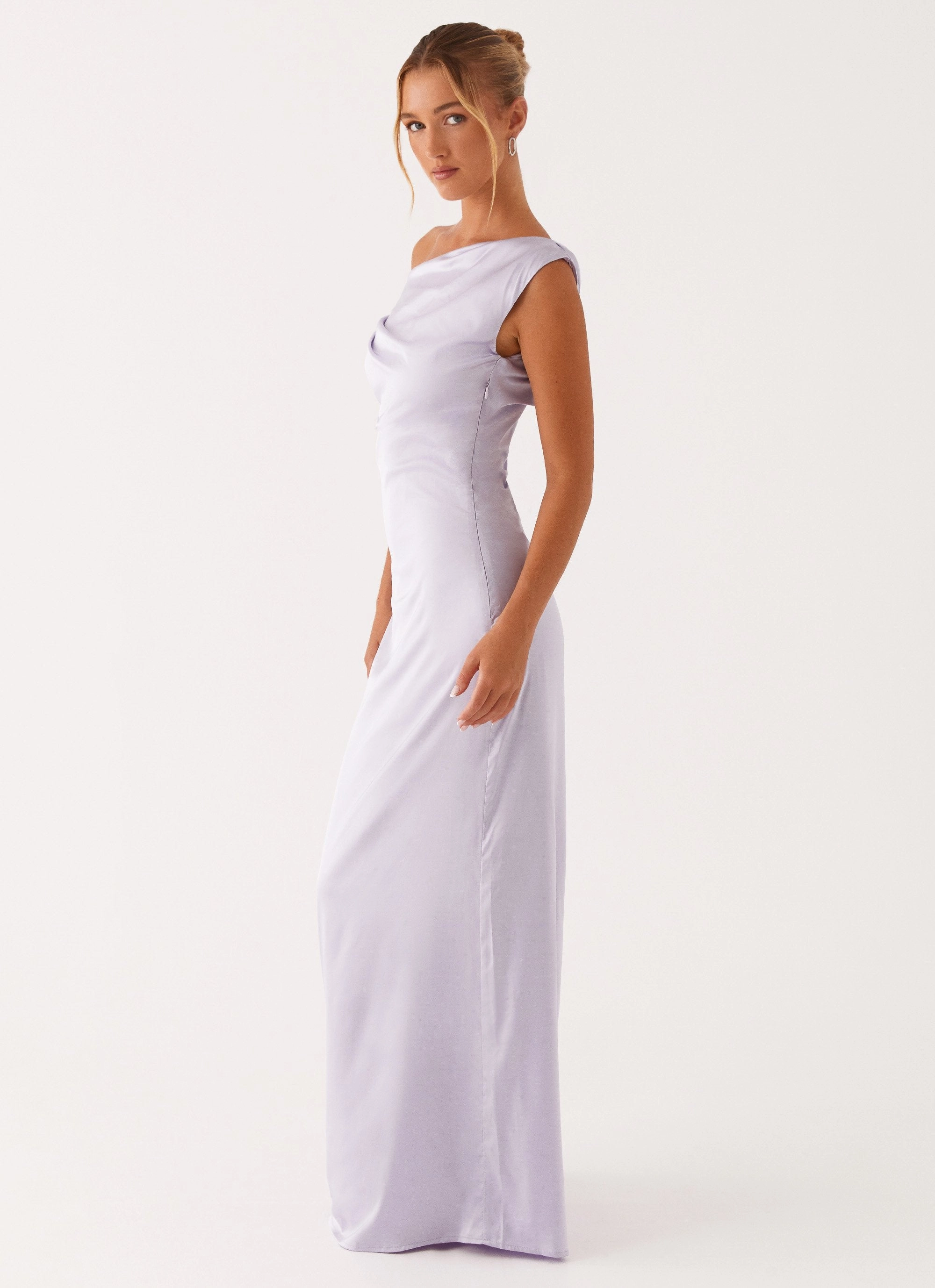 Heart Of Glass Satin Maxi Dress - Lilac Stylish party wear Vibrant Look