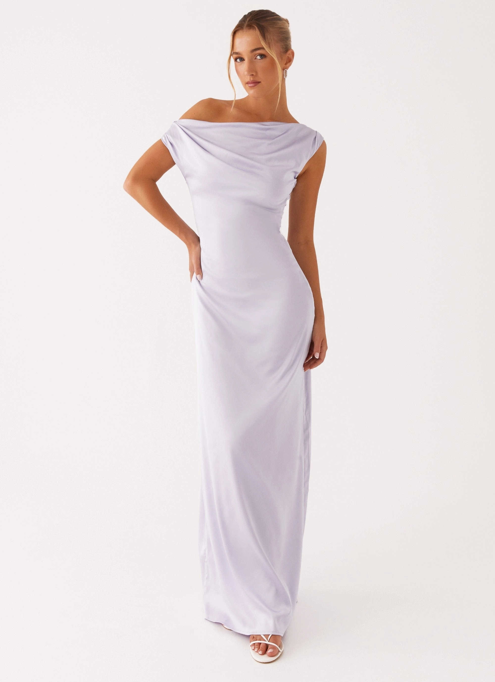 Active Moments Heart Of Glass Satin Maxi Dress - Lilac