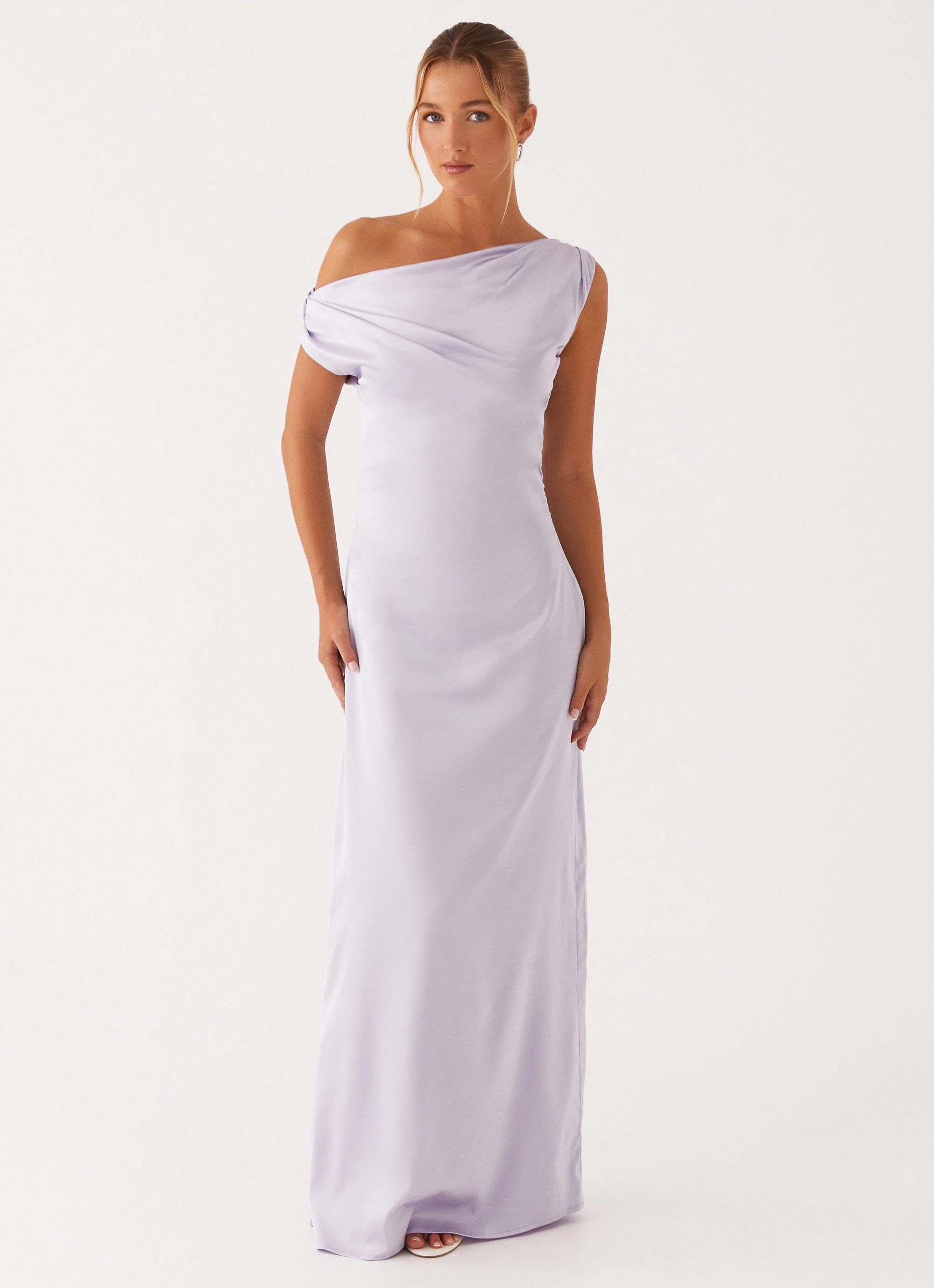 Heart Of Glass Satin Maxi Dress - Lilac Convertible-Style
