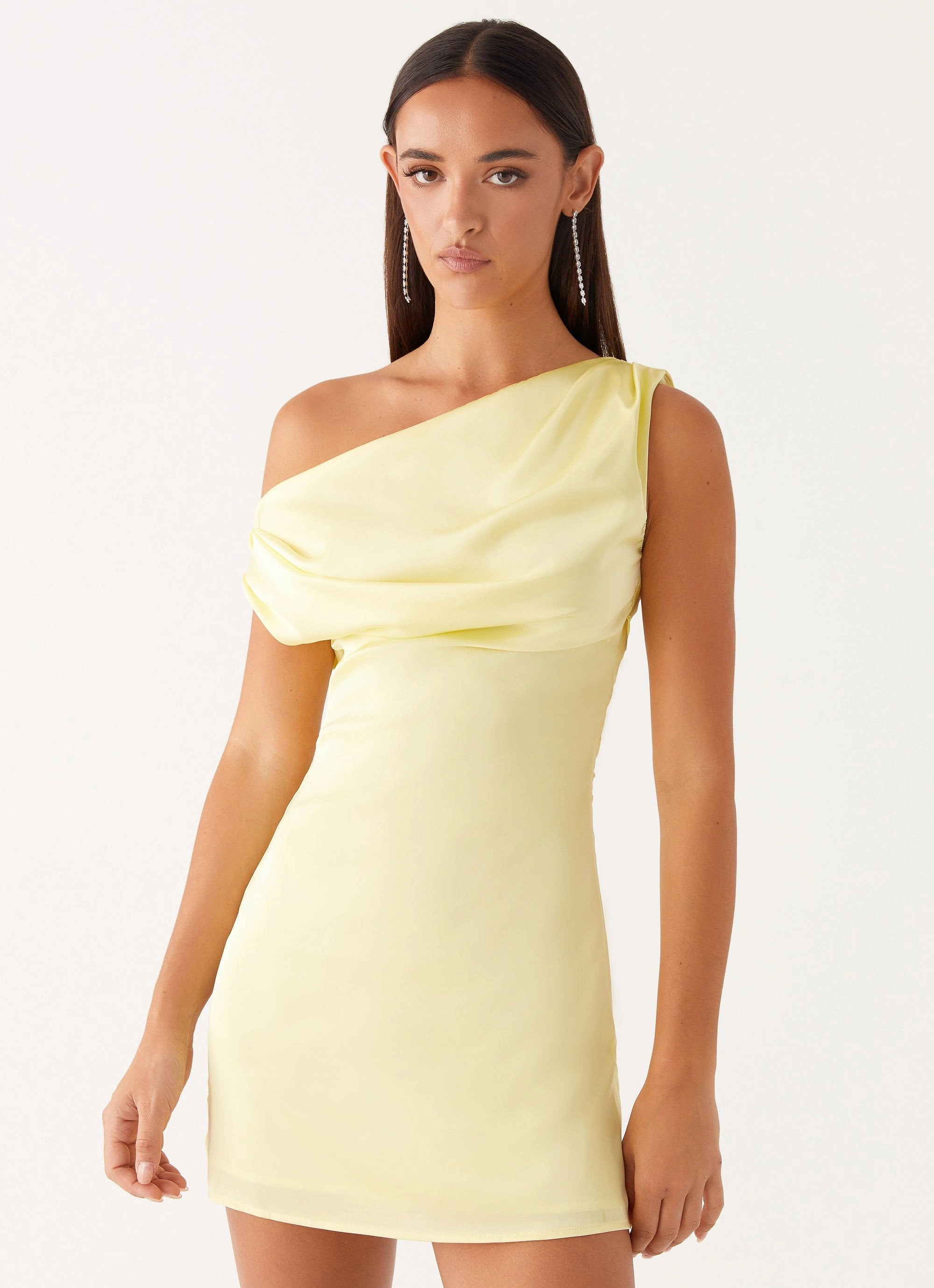 Heart Of Glass Satin Mini Dress - Yellow Sleek Movement
