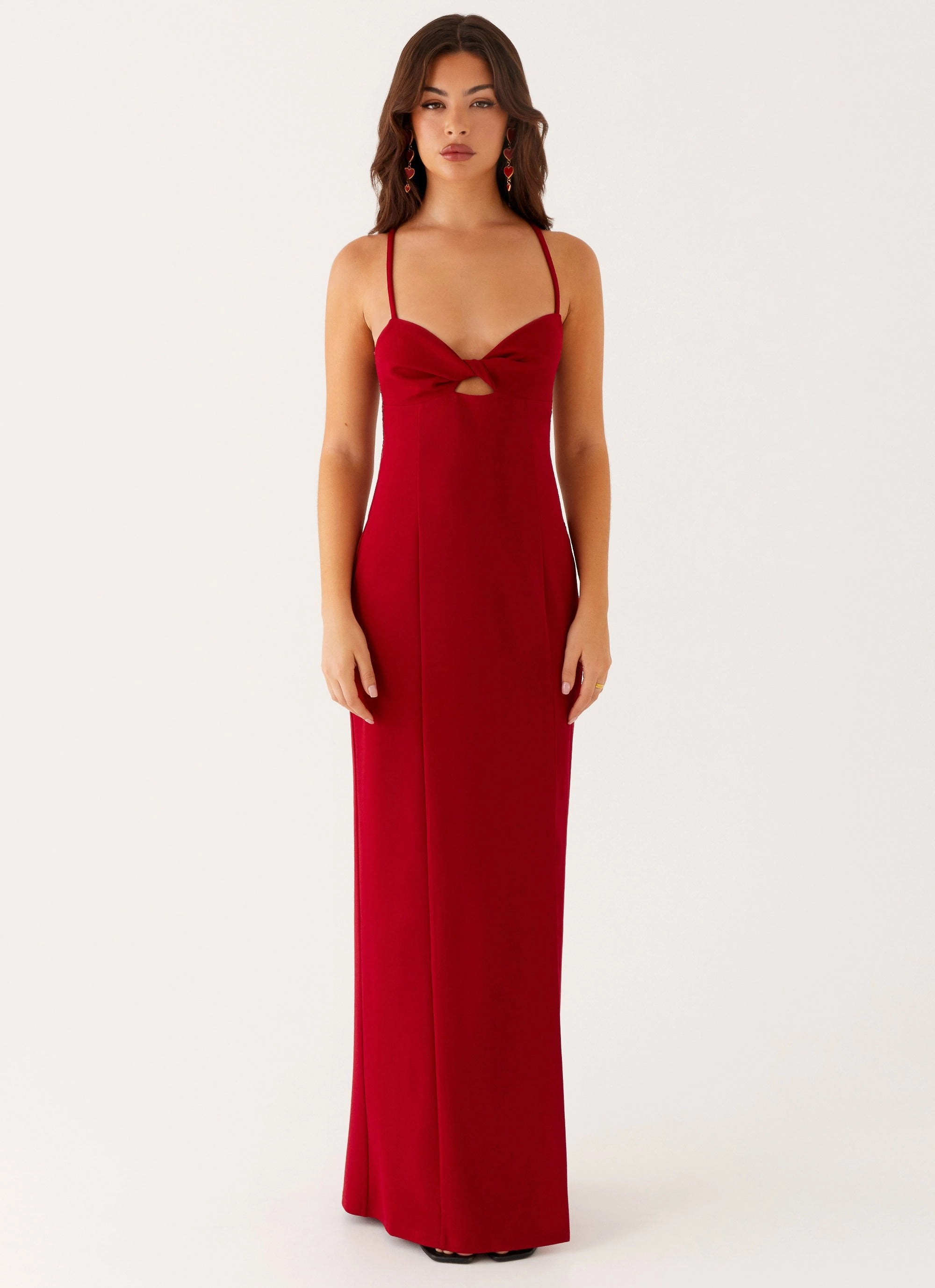 Heartbreaker Maxi Dress - Deep Red Soft Pleats