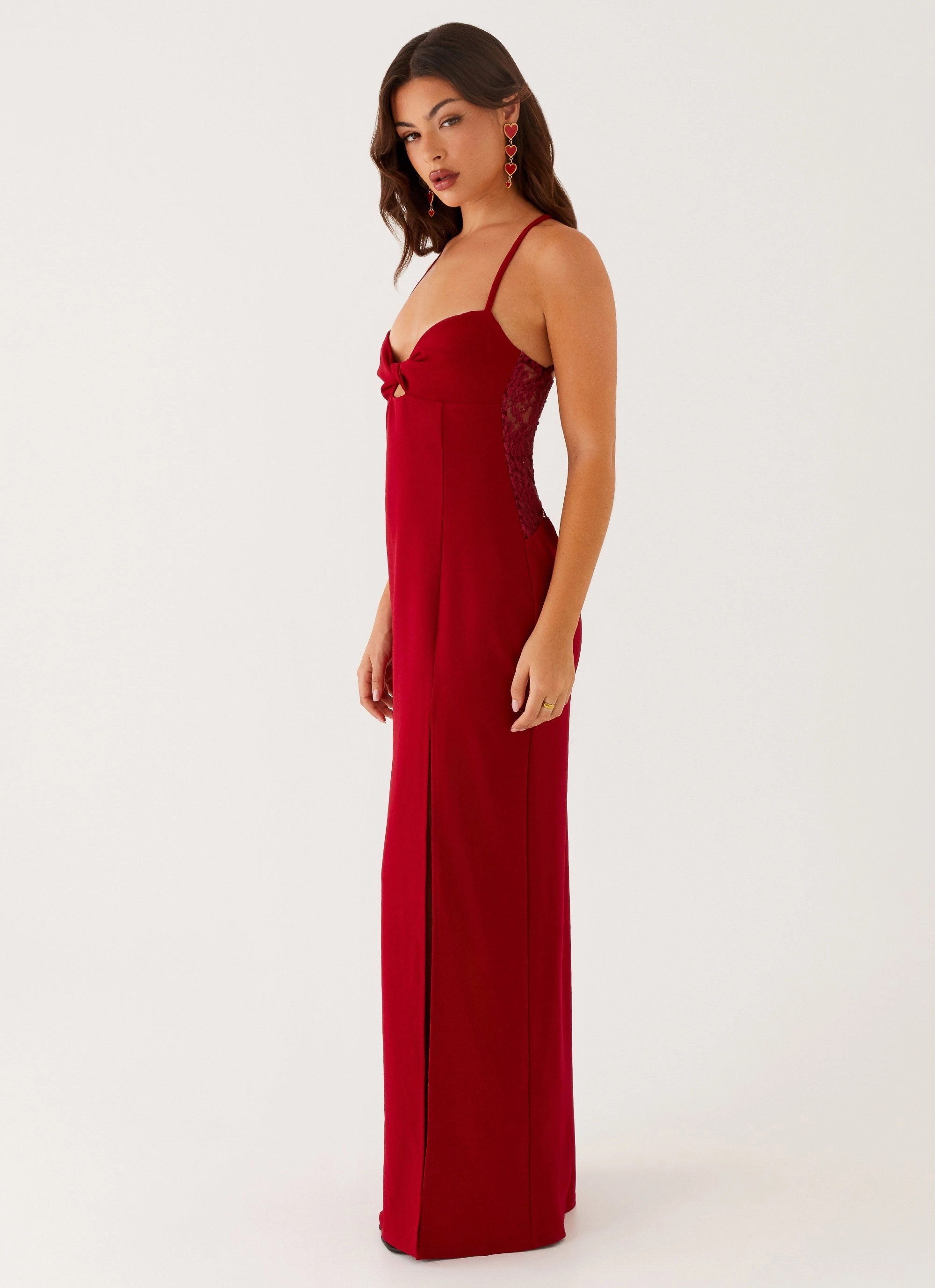 Modern Design Heartbreaker Maxi Dress - Deep Red