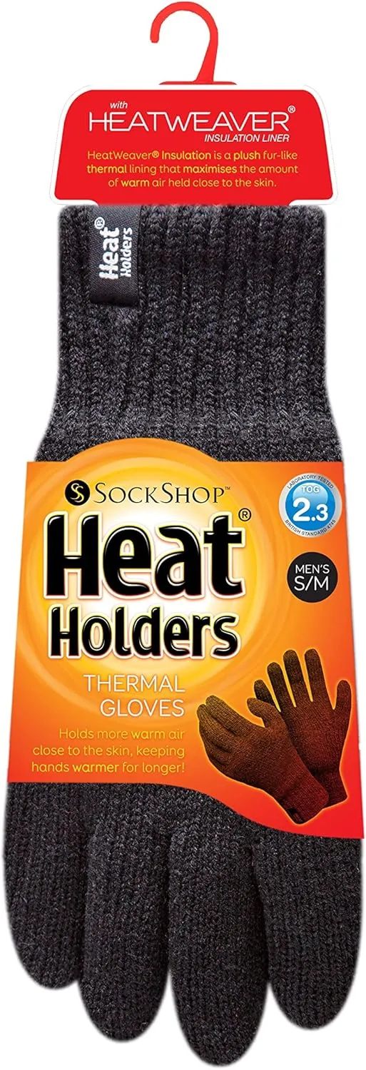 HEAT HOLDERS - Thermal Winter Fleece Cable Knit Hat, Neck Warmer and Gloves Set for Men