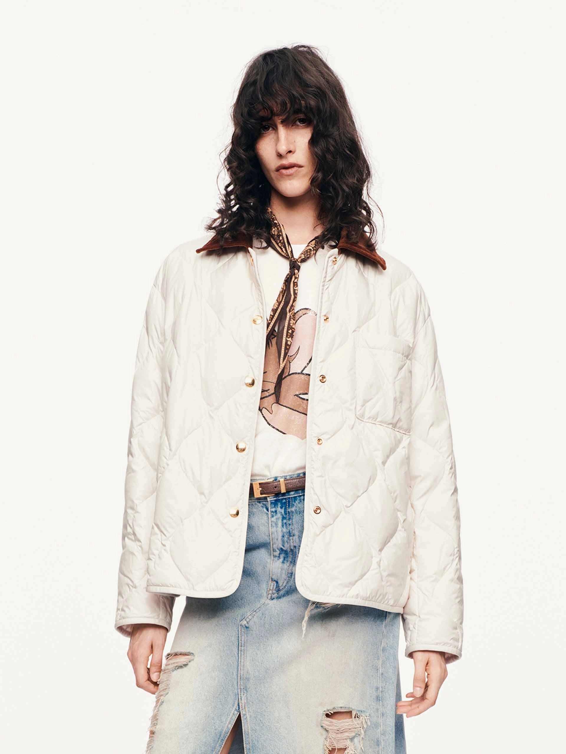 Contrast Collar Down Jacket Softshell Technology