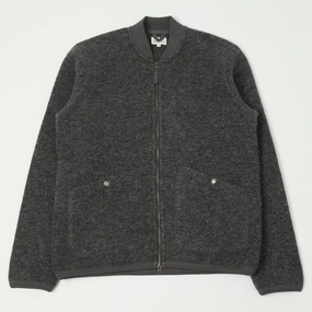 Hartford 'David' Knitted Wool Jacket - Charcoal ripstop fabric