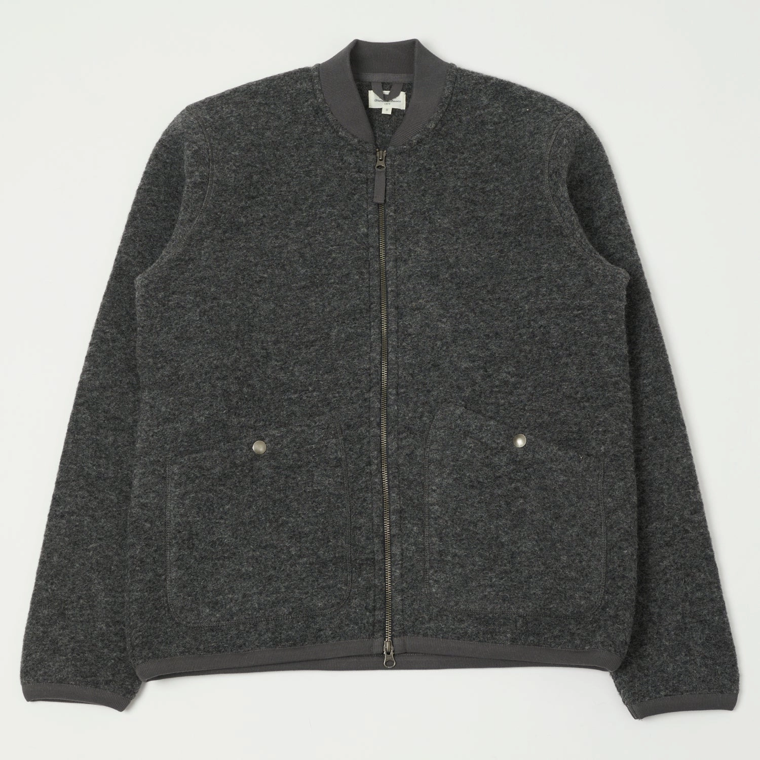 Hartford 'David' Knitted Wool Jacket - Charcoal ripstop fabric