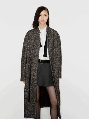 Wool Blend Belted Overcoat Noise Reduciting Fabric