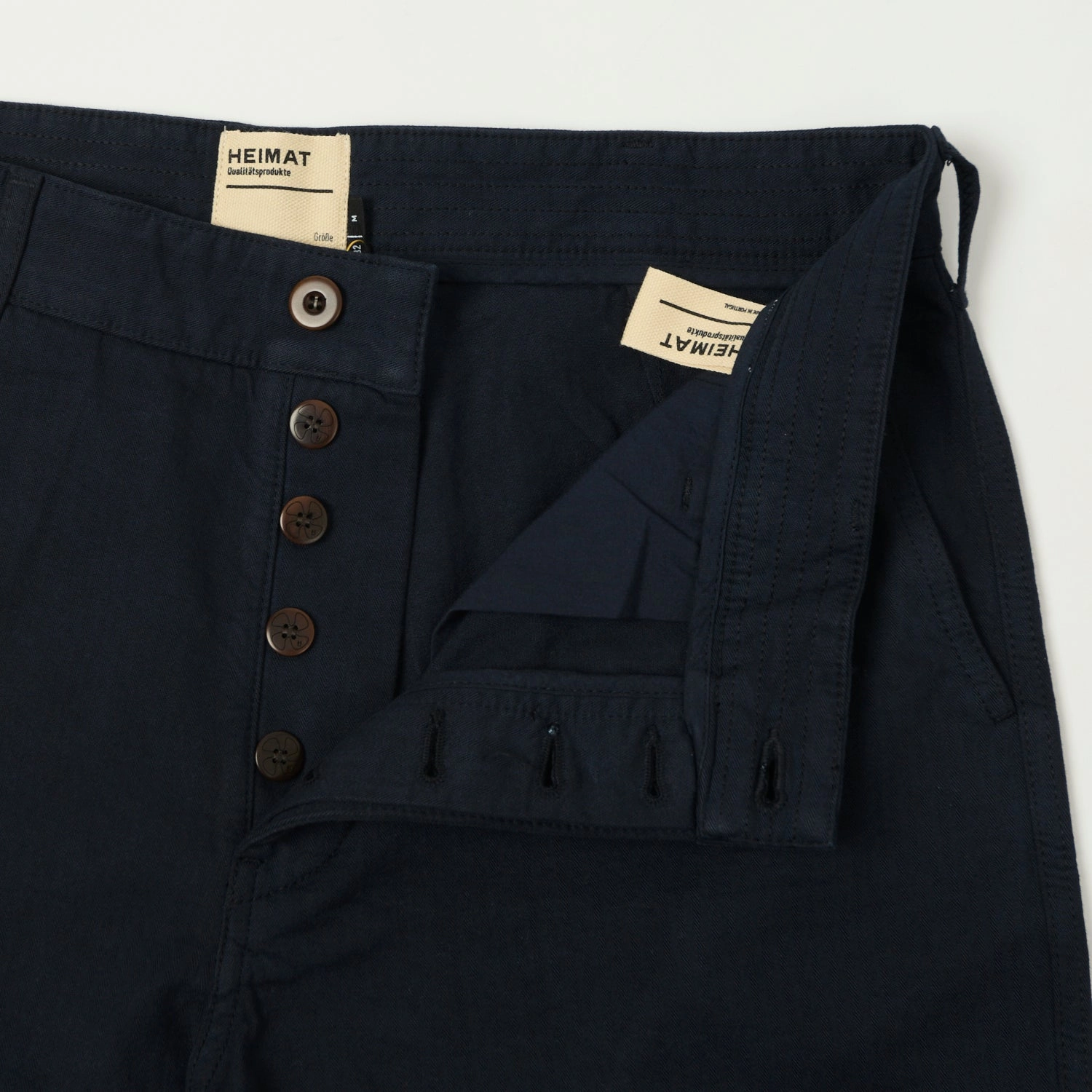 Heimat 'Journey' Herringbone Twill Chinos - Ink Slim Stretch Fit