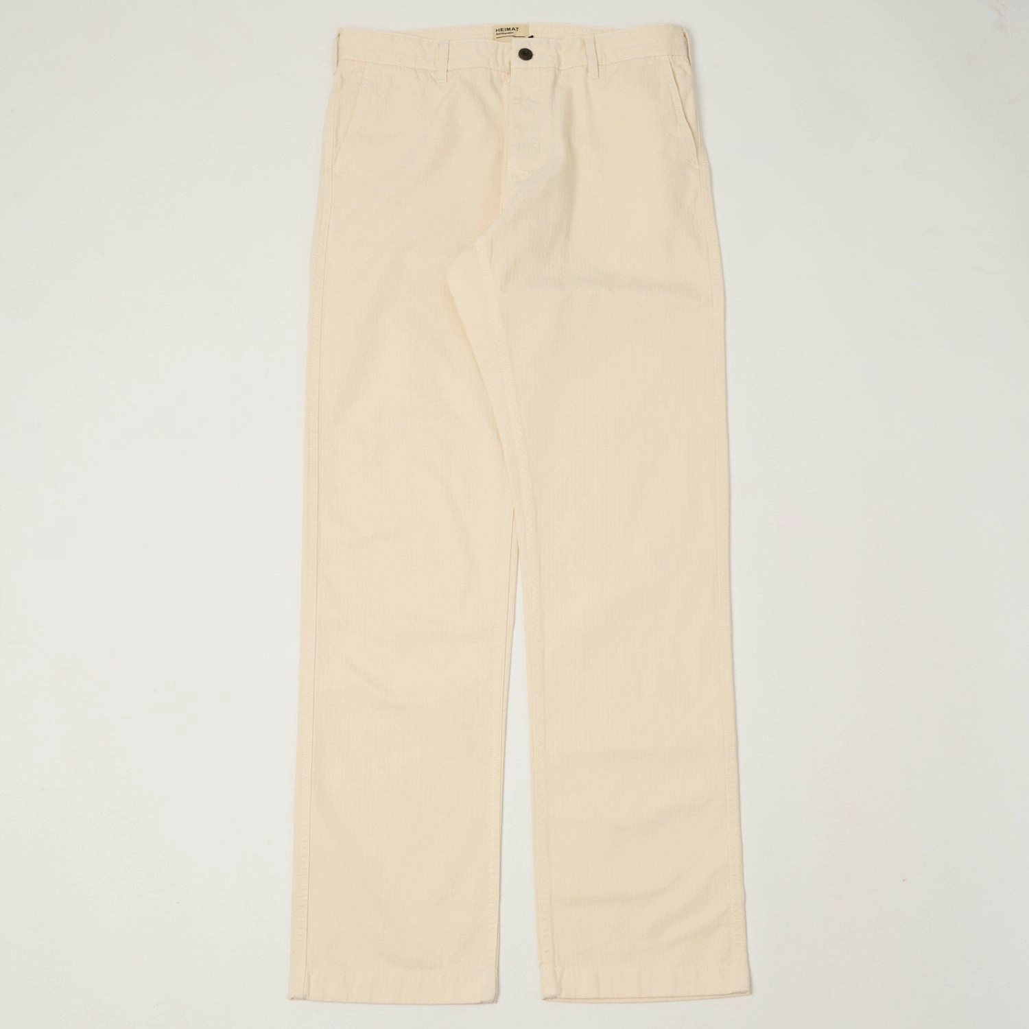 Heimat 'Journey' Herringbone Twill Chinos - Seashell High Waist Stretch Four Way Stretch