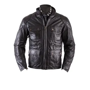 HELSTONS HUNT LEATHER JACKET -  RAG BROWN