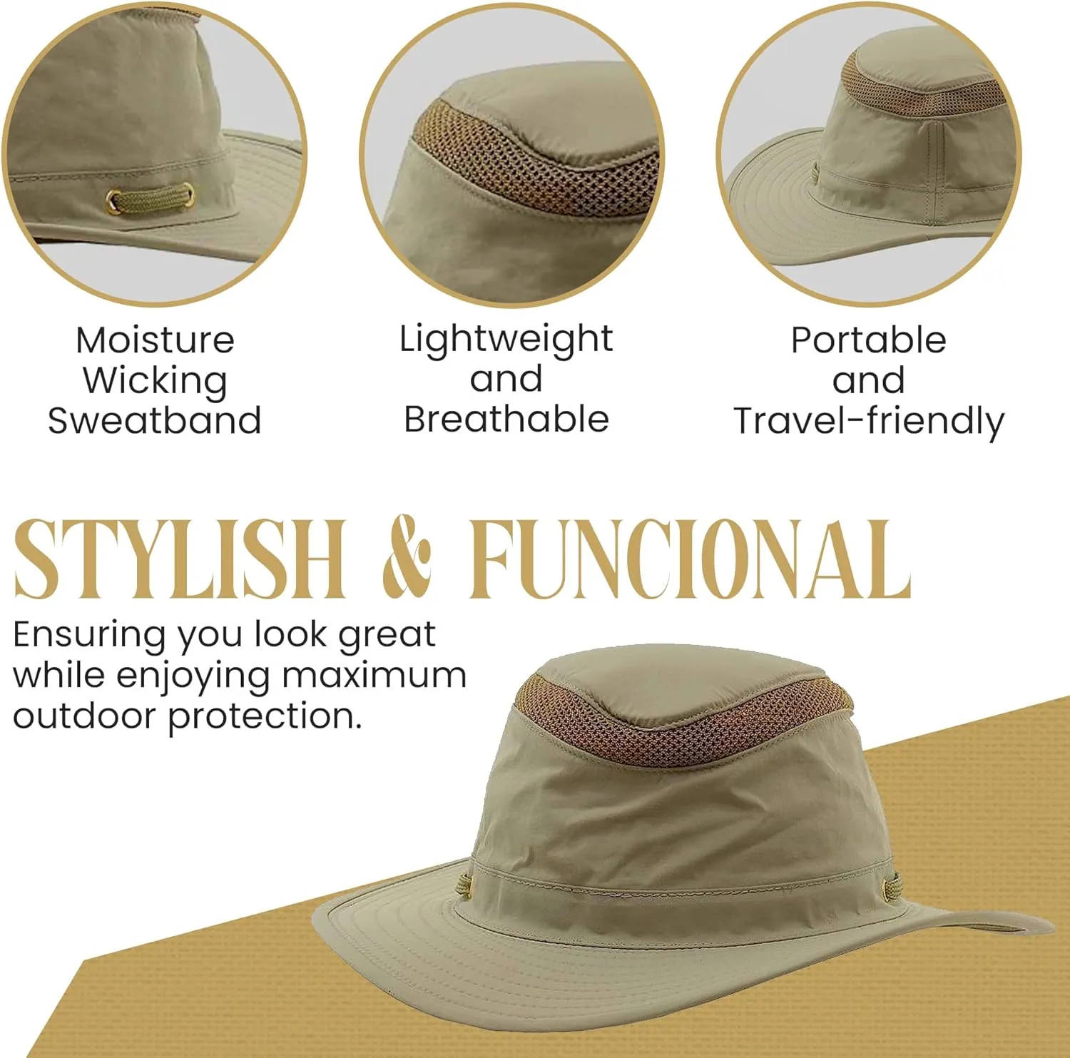 Henschel Camper 10-Point Booney Hat – Water Resistant, Moisture Wicking Sweatband, & Packable Hat with Secret Pocket