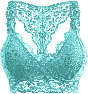 HGps8w Women Sexy Racerback Lace Bra Floral Lace Padded Breathable Breathable Bralette Bustier Sports Bras Crop Tops