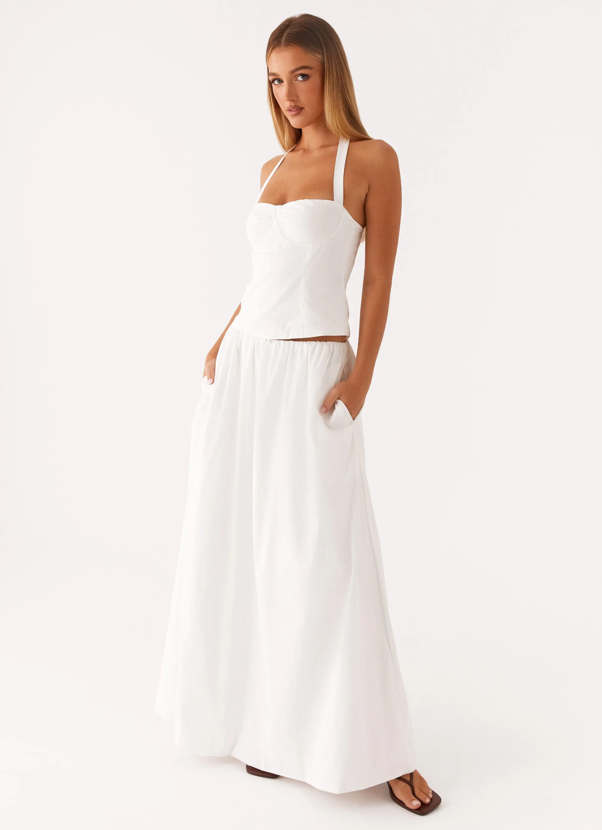 Cheryl Maxi Skirt - White Key Feature