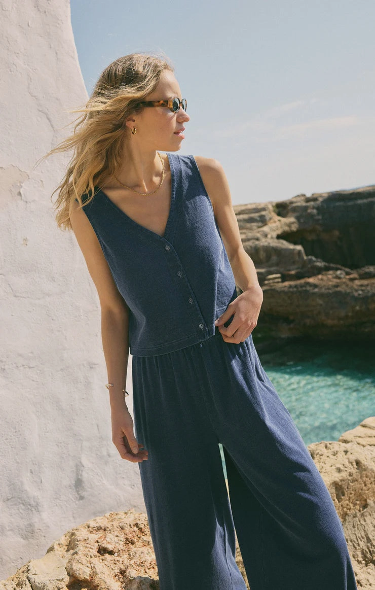 Solace Jersey Denim Top- Indigo MultiPurposeUtility Pocket Reinforcement