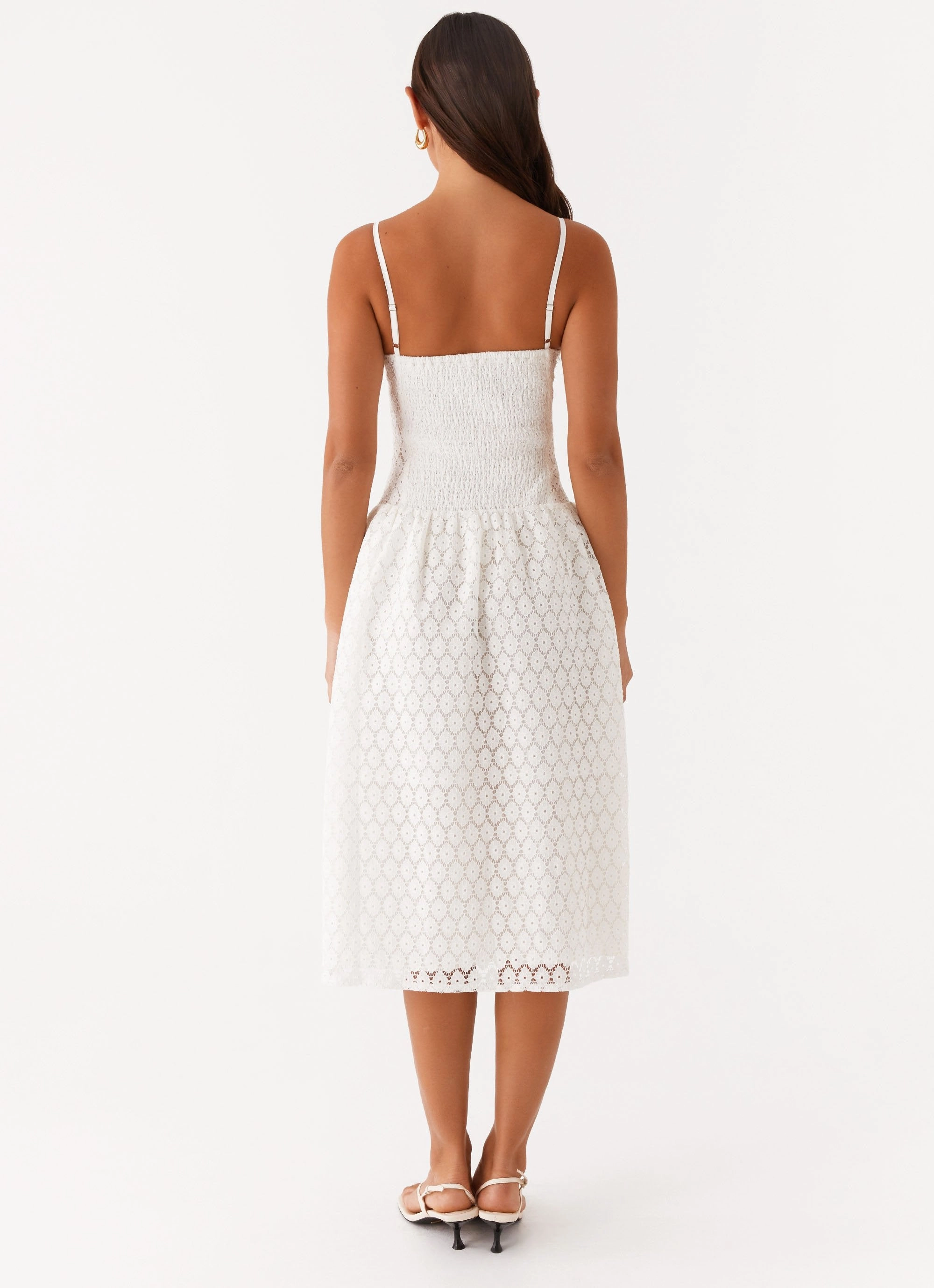 Blooming Corset Midi Dress - White Workwear