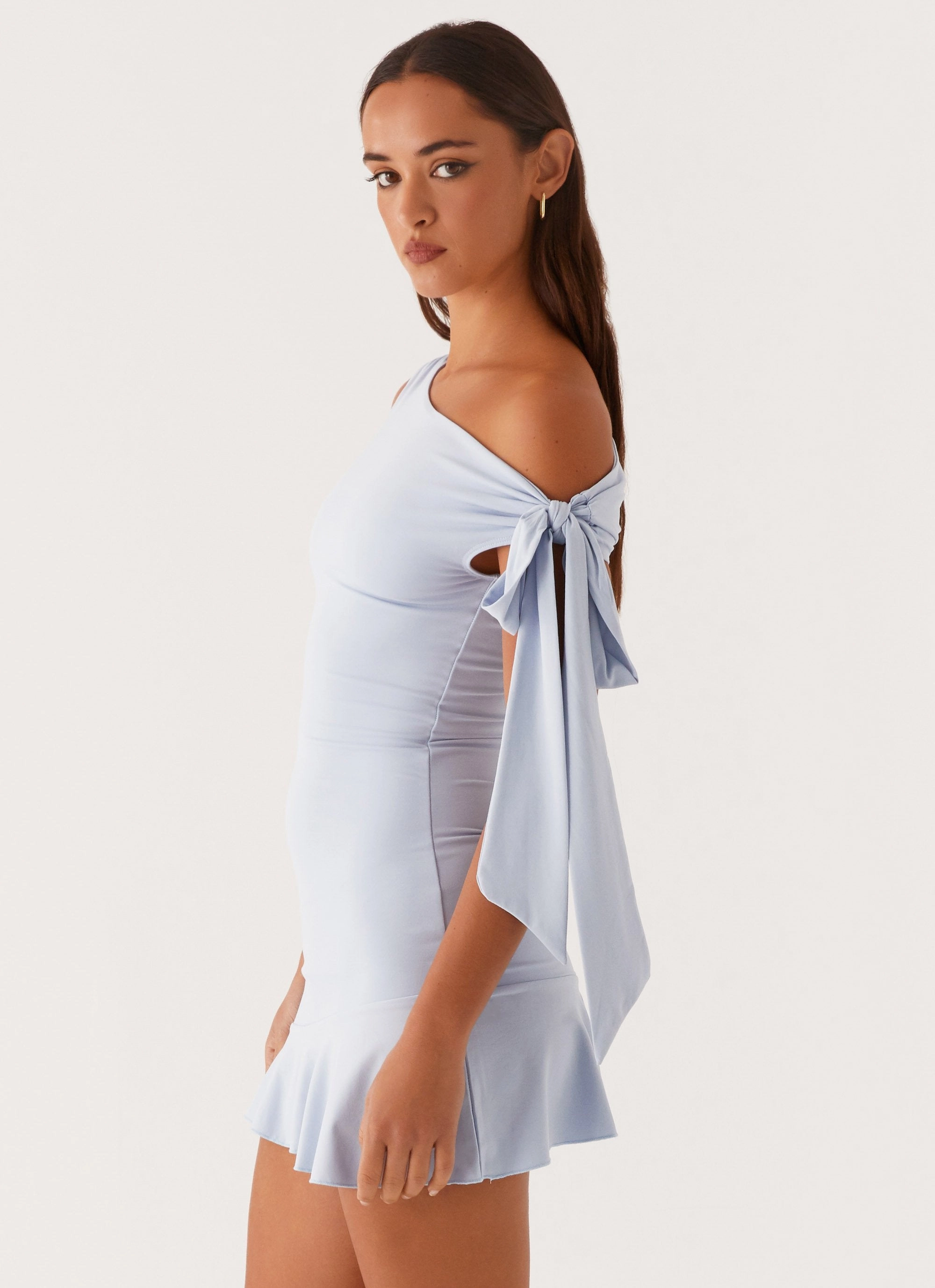 Urban Feel Simple Bow Palm House Mini Dress - Blue