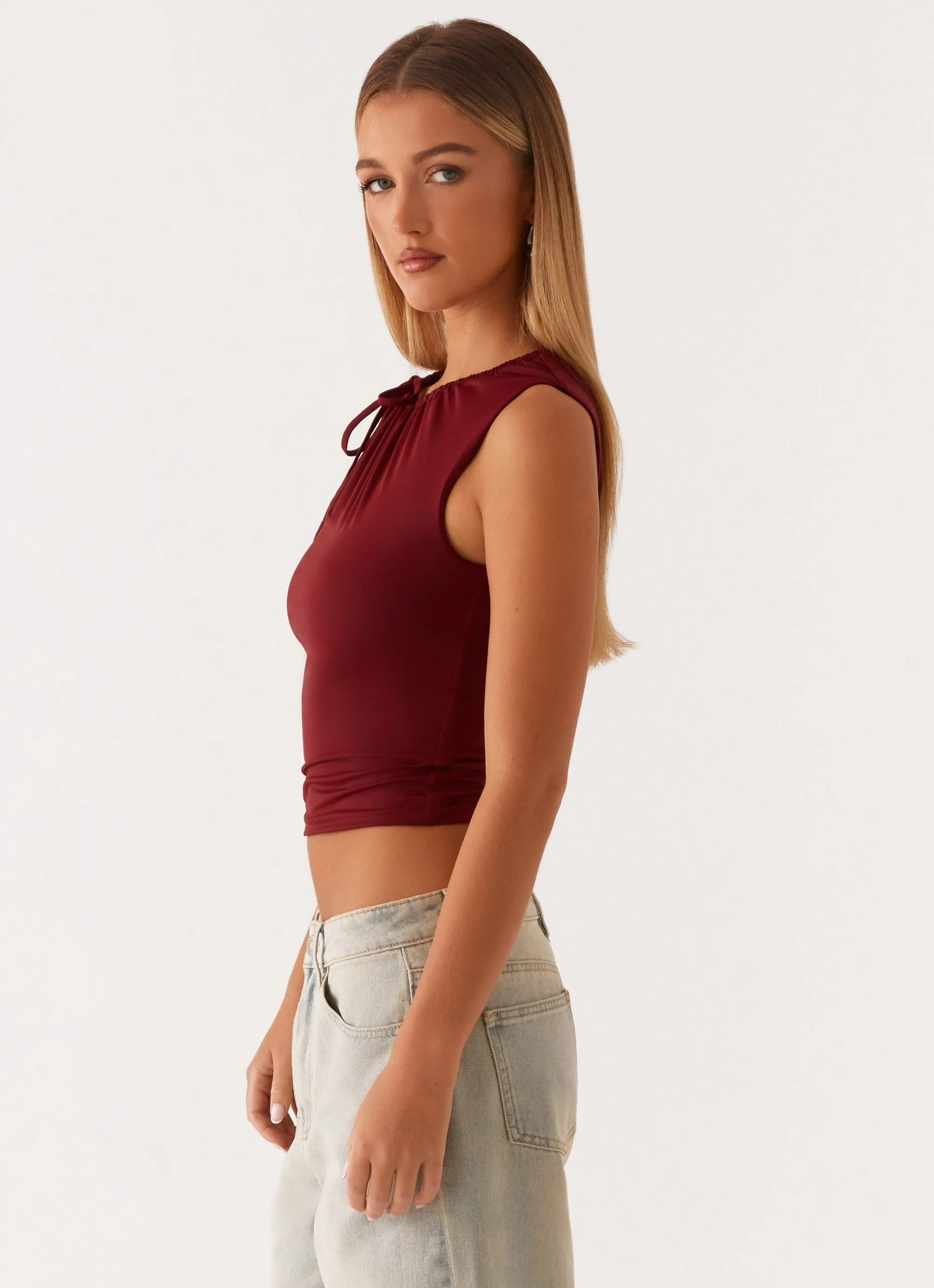 Darlee Tank Top - Mulberry Double Layered Hem