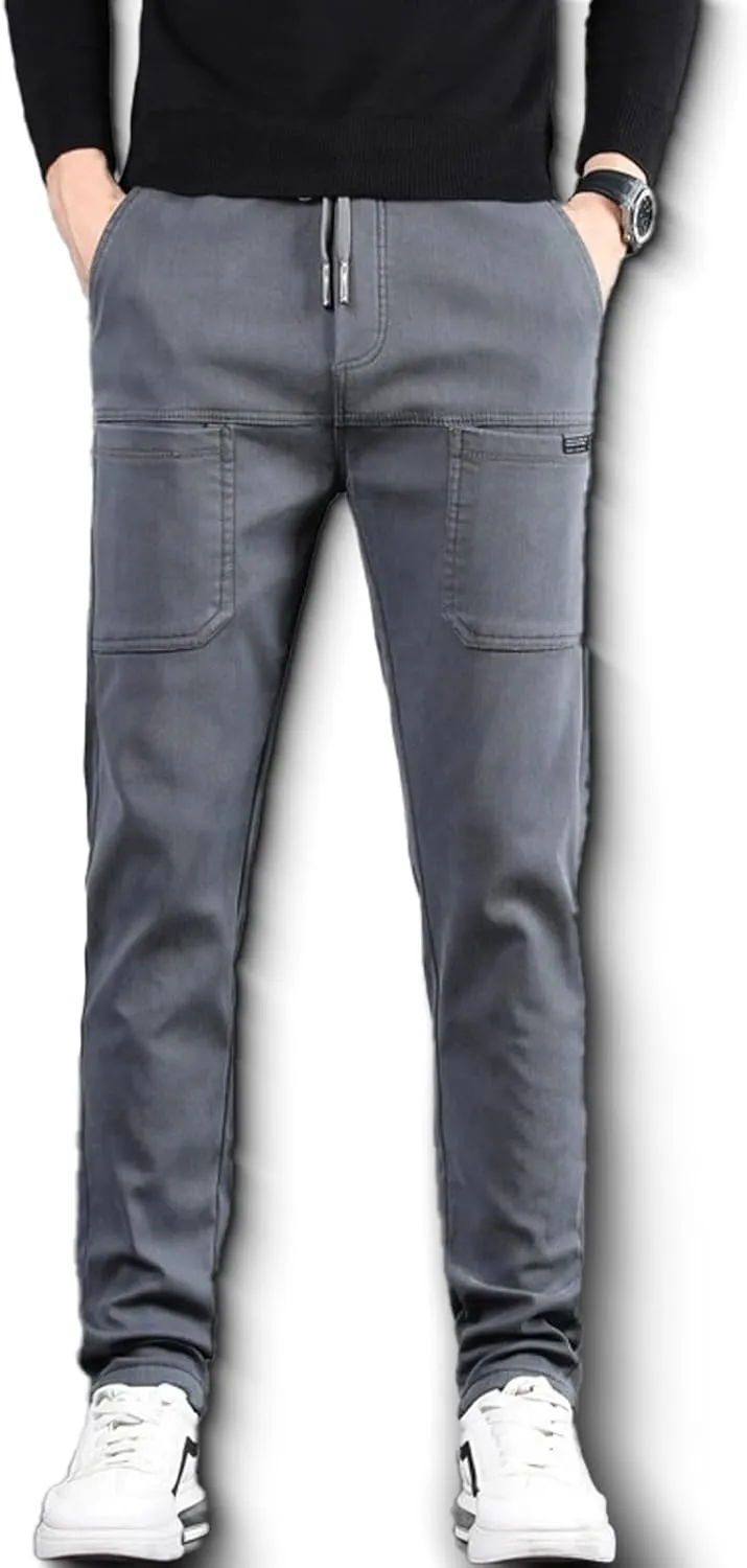 High Stretch Multi-Pocket Durable Cargo Pants, Black Drawstring Casual Comfy Multi Work Cargo Sweatpants Outdoor Pants