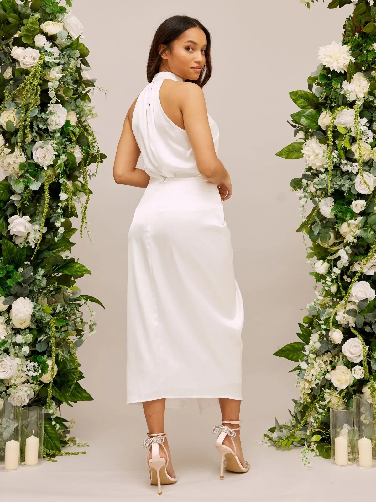 High Waist Satin Drape Bridal Skirt / Ivory Gentle Vibe Spring Brunch